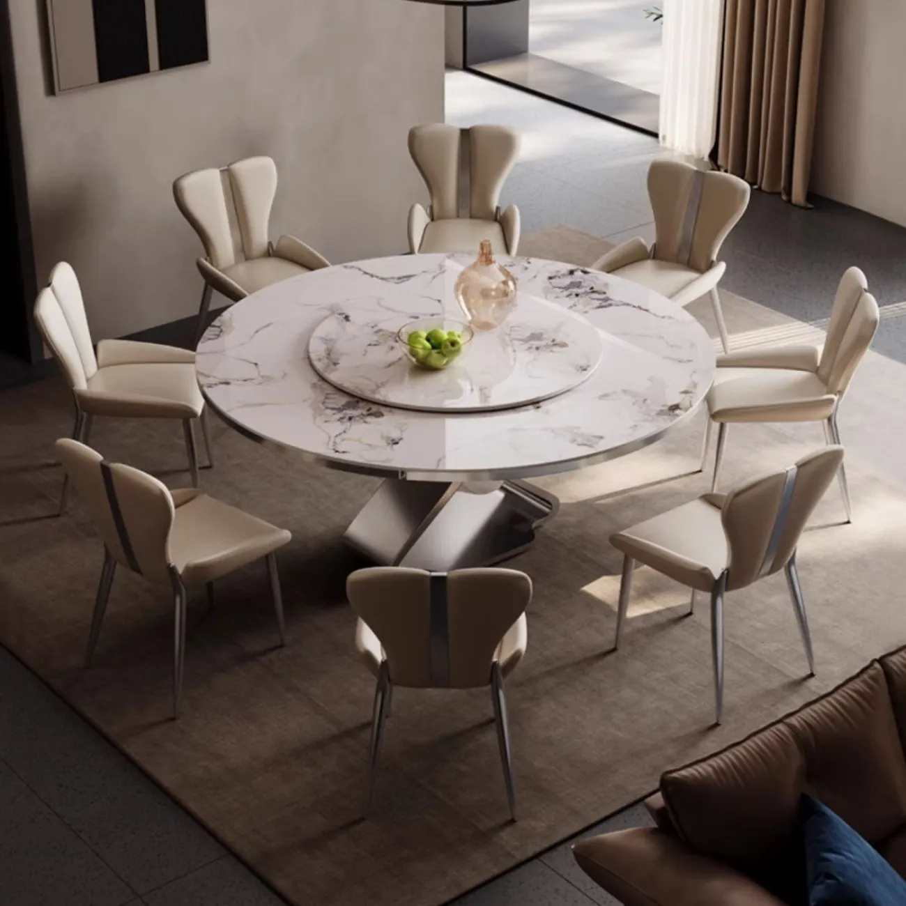 Выдвижной роскошный обеденный стол из натурального камня BANG 36459-29