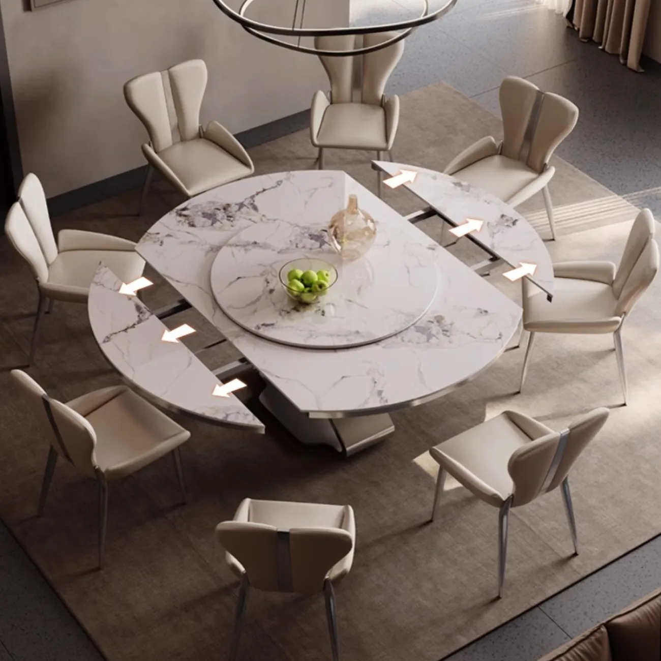 Выдвижной роскошный обеденный стол из натурального камня BANG 36459-29