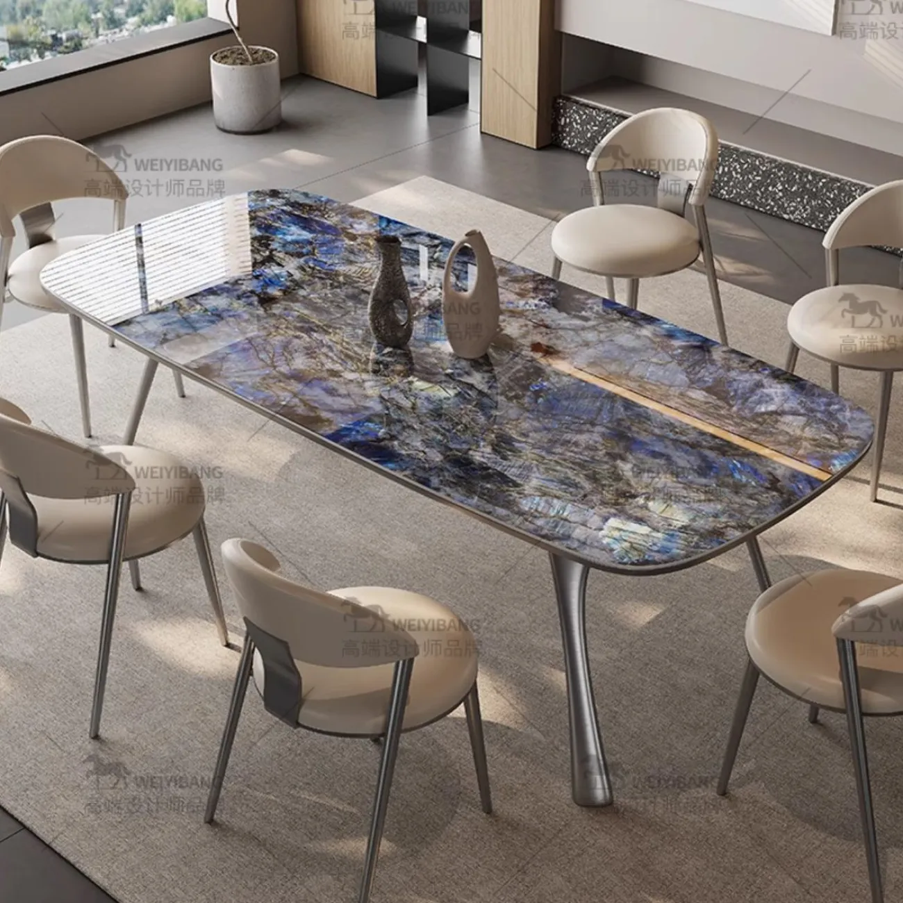 Обеденный стол из светлой роскошной каменной плиты BANG 36461-29