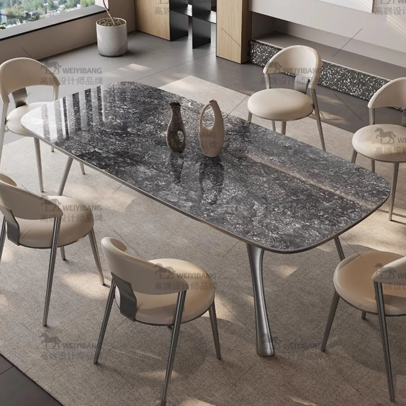 Обеденный стол из светлой роскошной каменной плиты BANG 36461-29