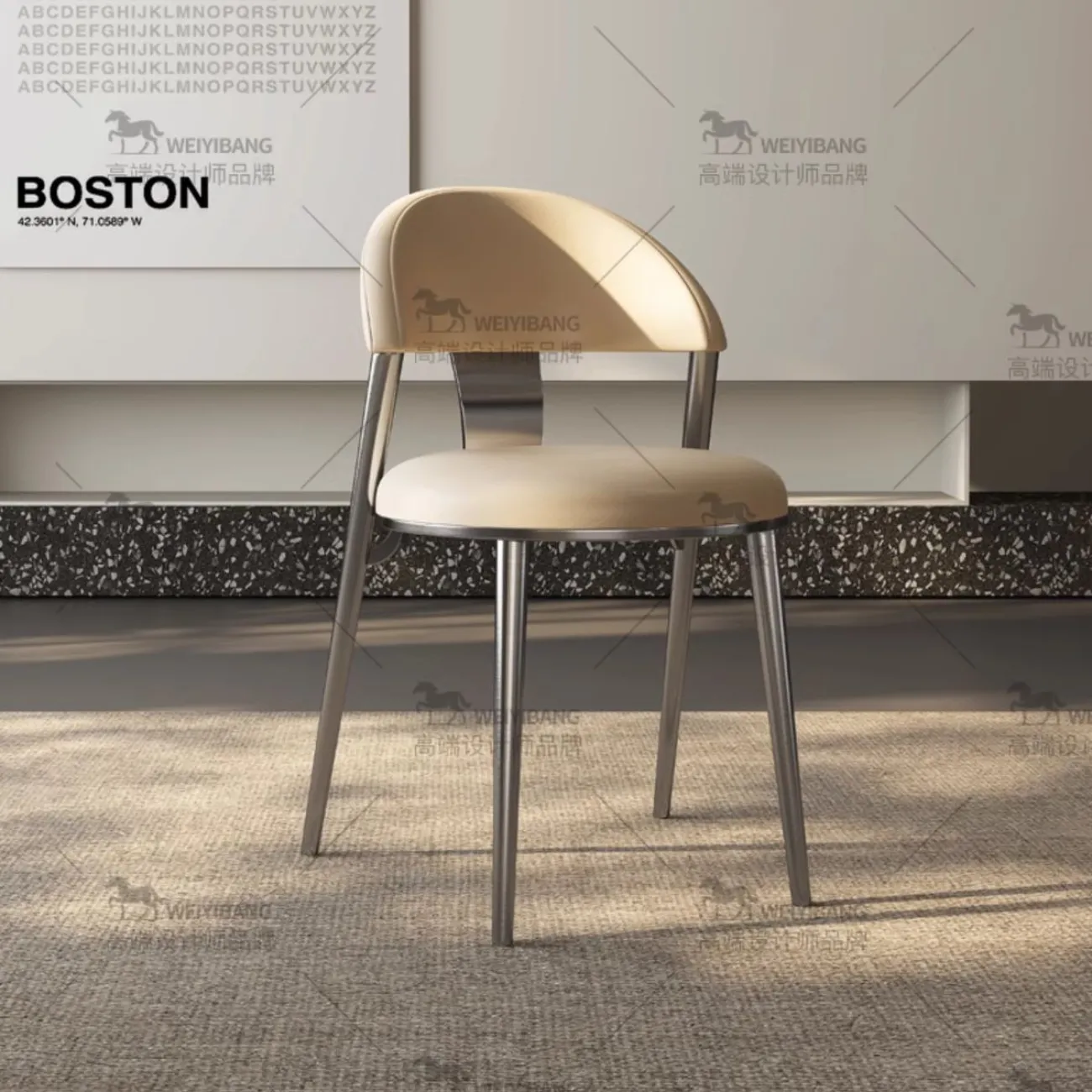 Обеденный стол из светлой роскошной каменной плиты BANG 36461-29