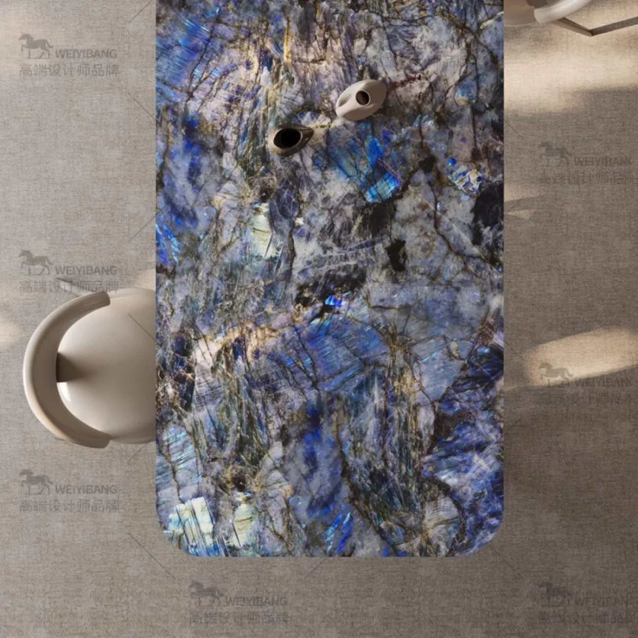 Обеденный стол из светлой роскошной каменной плиты BANG 36461-29