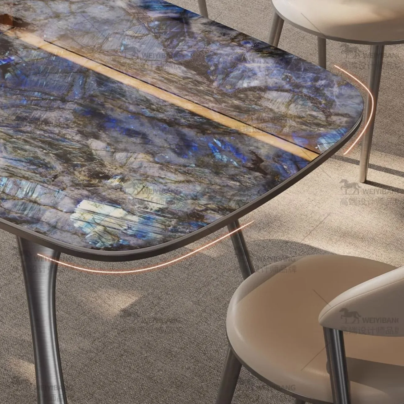 Обеденный стол из светлой роскошной каменной плиты BANG 36461-29