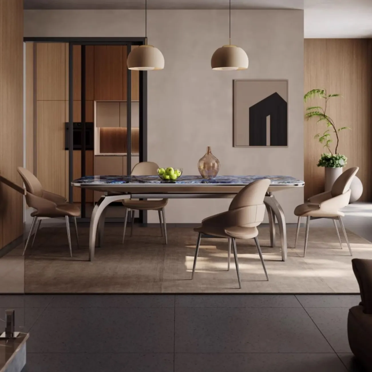 Обеденный стол из роскошного мрамора BANG 36462-29 Обеденный стол из роскошного мрамора BANG 36462-29