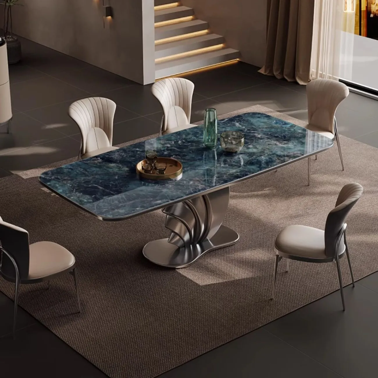 Роскошный обеденный стол из натурального камня BANG 36467-29 Роскошный обеденный стол из натурального камня BANG 36467-29