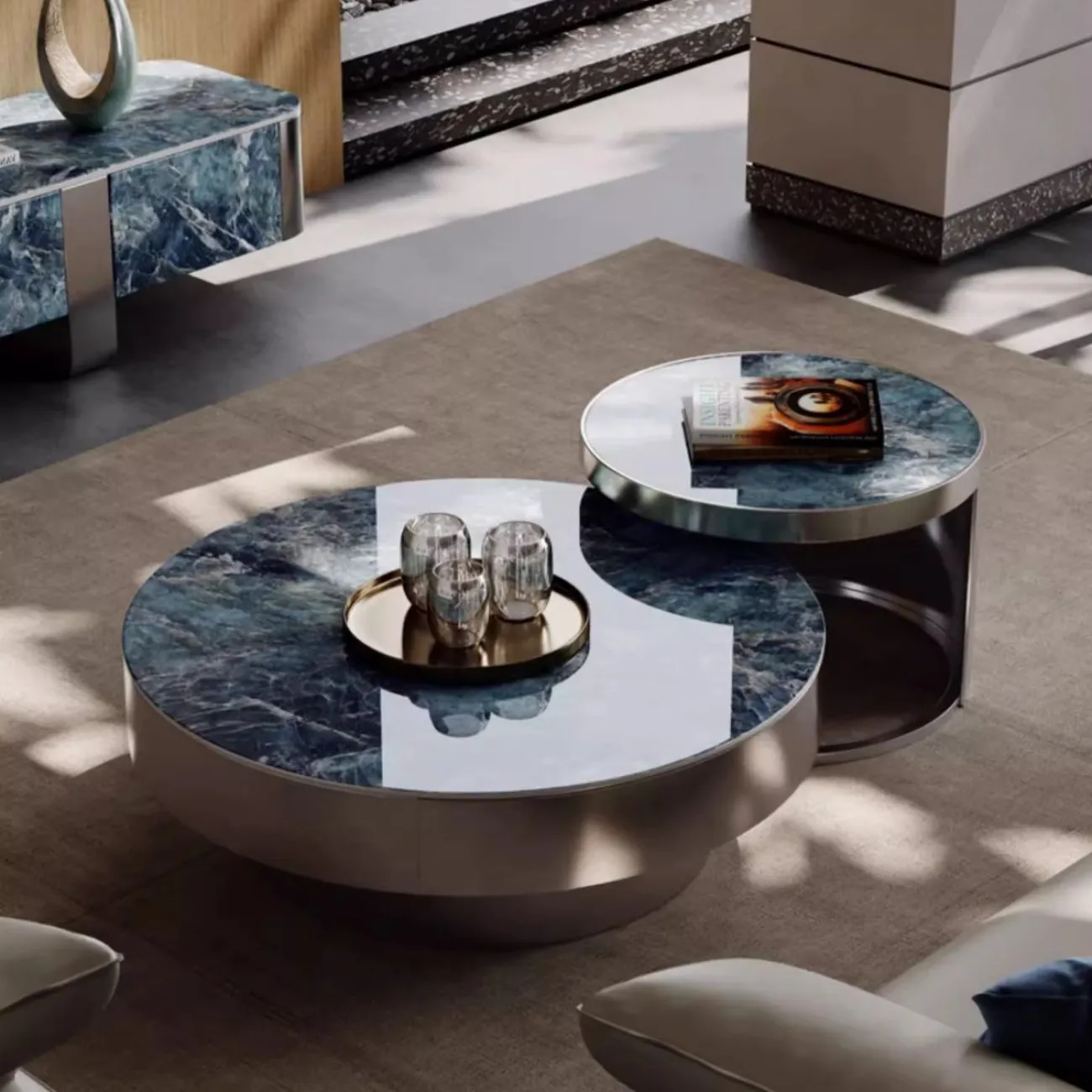 Роскошный круглый журнальный столик из каменной плиты BANG 36469-29