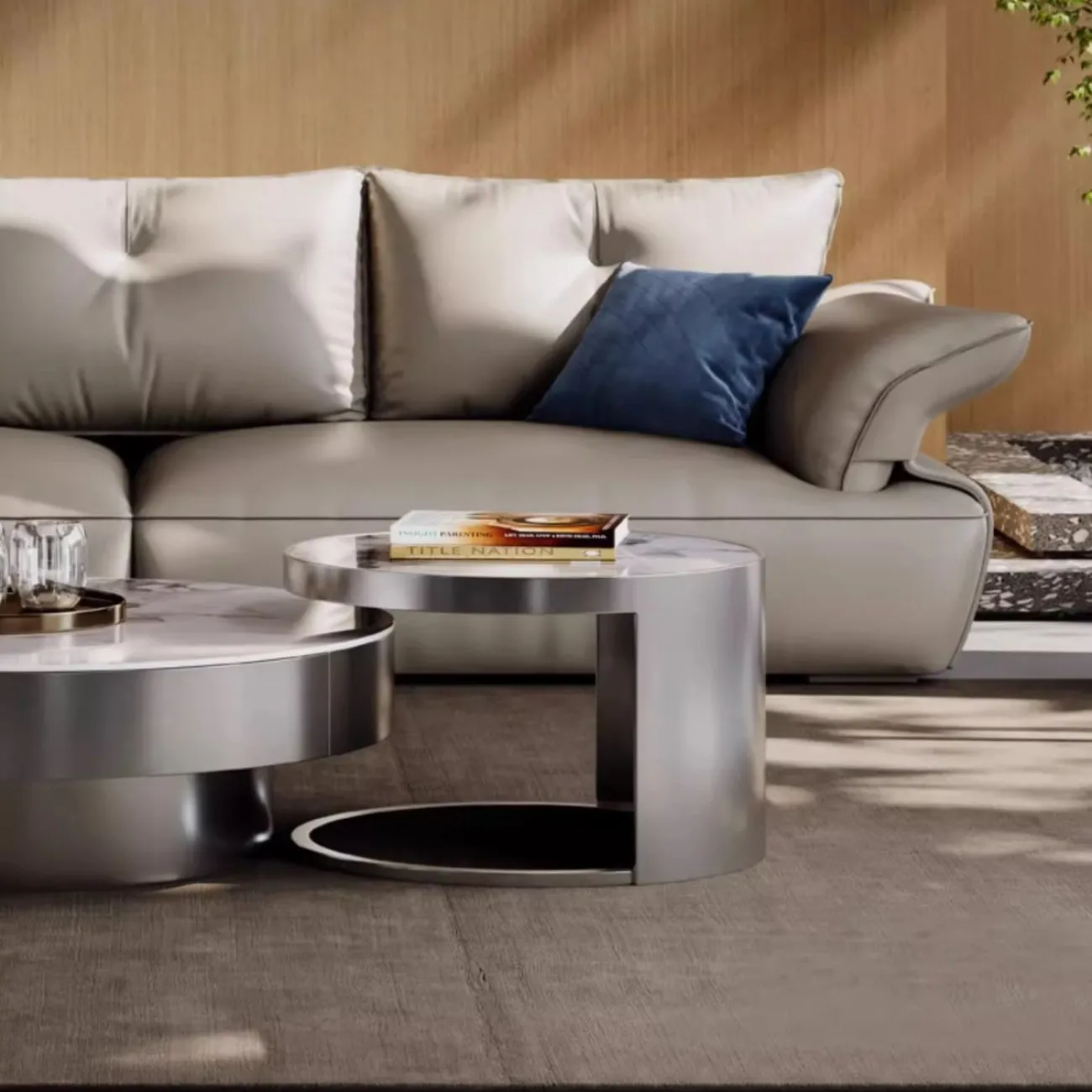 Роскошный круглый журнальный столик из каменной плиты BANG 36469-29