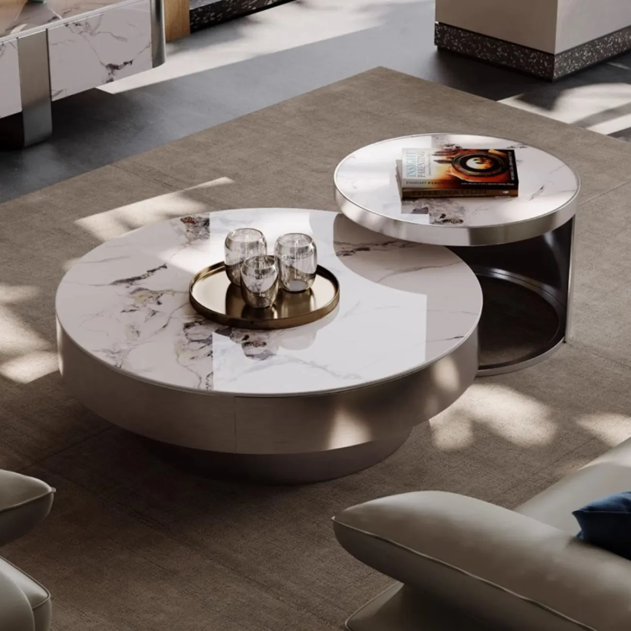 Роскошный круглый журнальный столик из каменной плиты BANG 36469-29