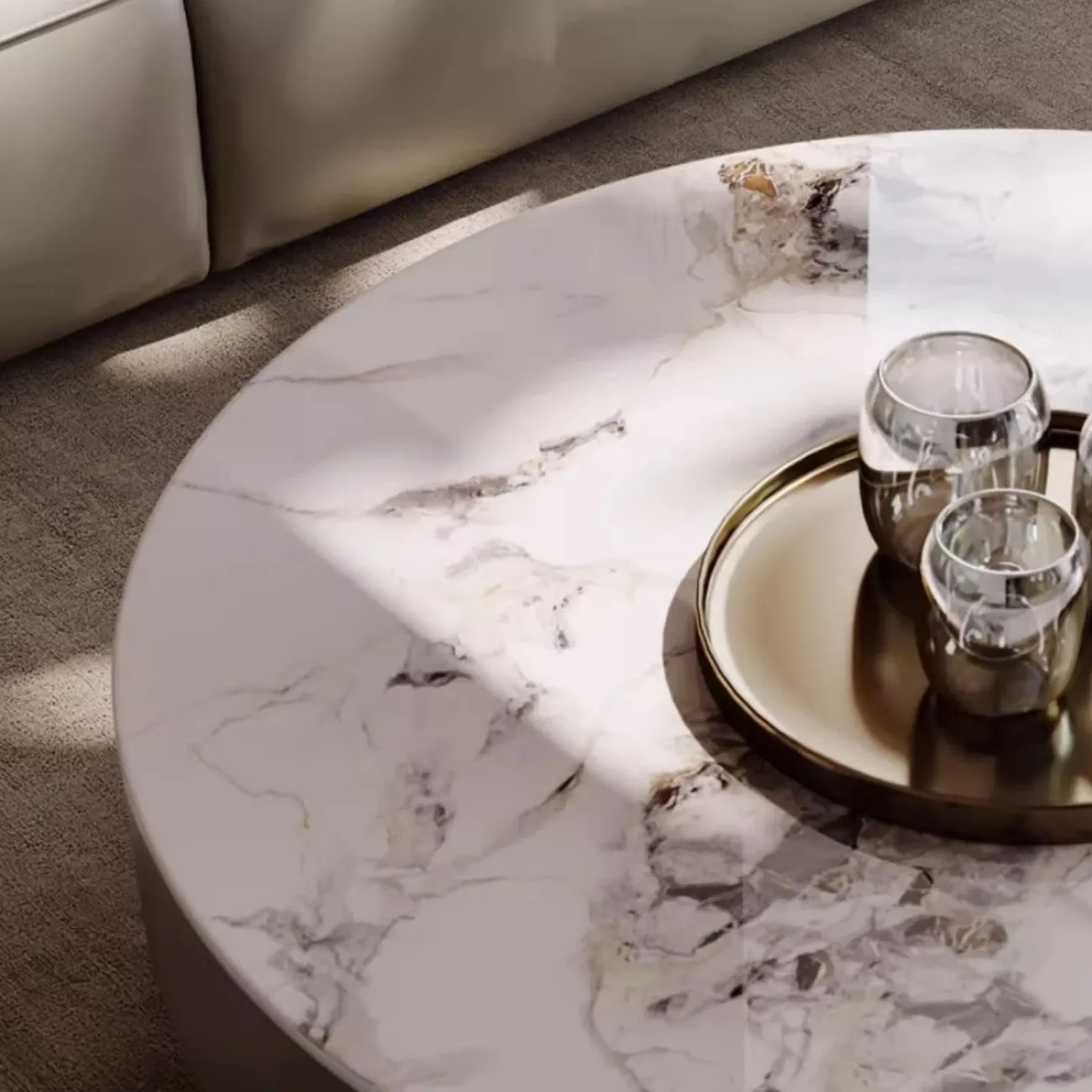 Роскошный круглый журнальный столик из каменной плиты BANG 36469-29