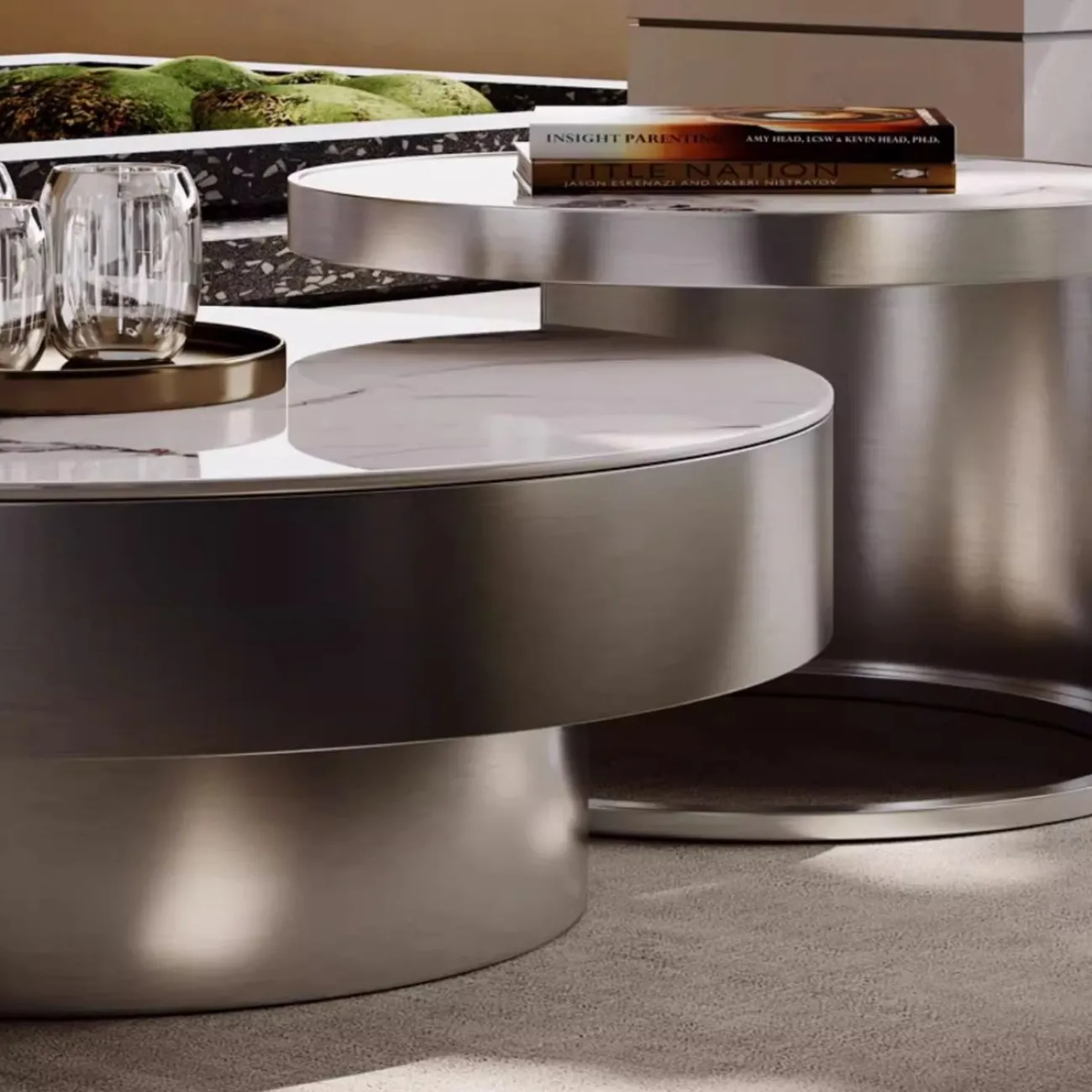 Роскошный круглый журнальный столик из каменной плиты BANG 36469-29