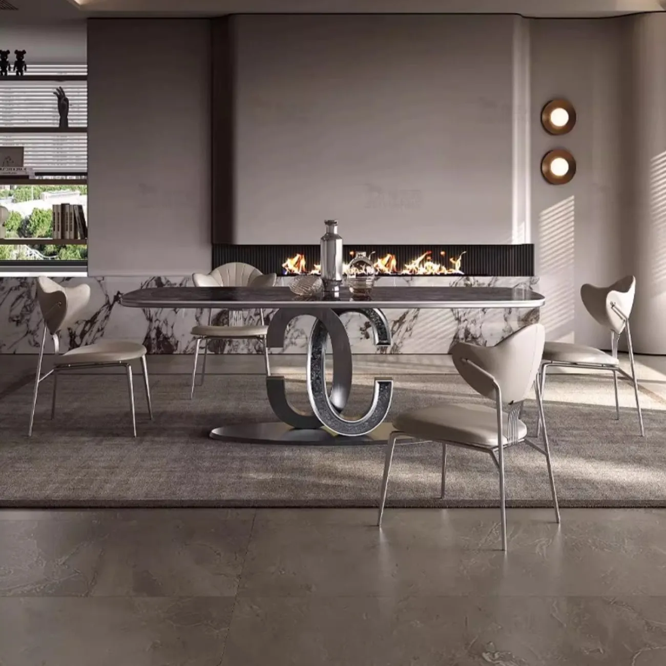 Роскошный прямоугольный обеденный стол из натурального камня BANG 36471-29 Роскошный прямоугольный обеденный стол из натурального камня BANG 36471-29