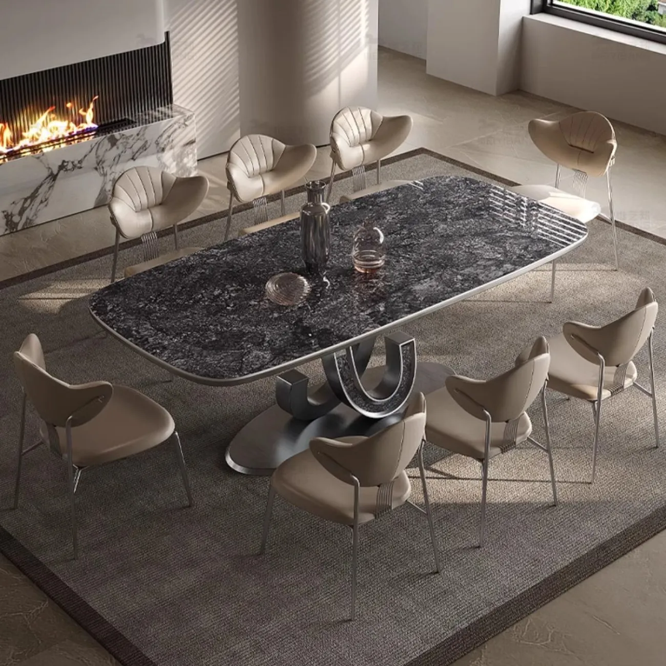 Роскошный прямоугольный обеденный стол из натурального камня BANG 36471-29 Роскошный прямоугольный обеденный стол из натурального камня BANG 36471-29