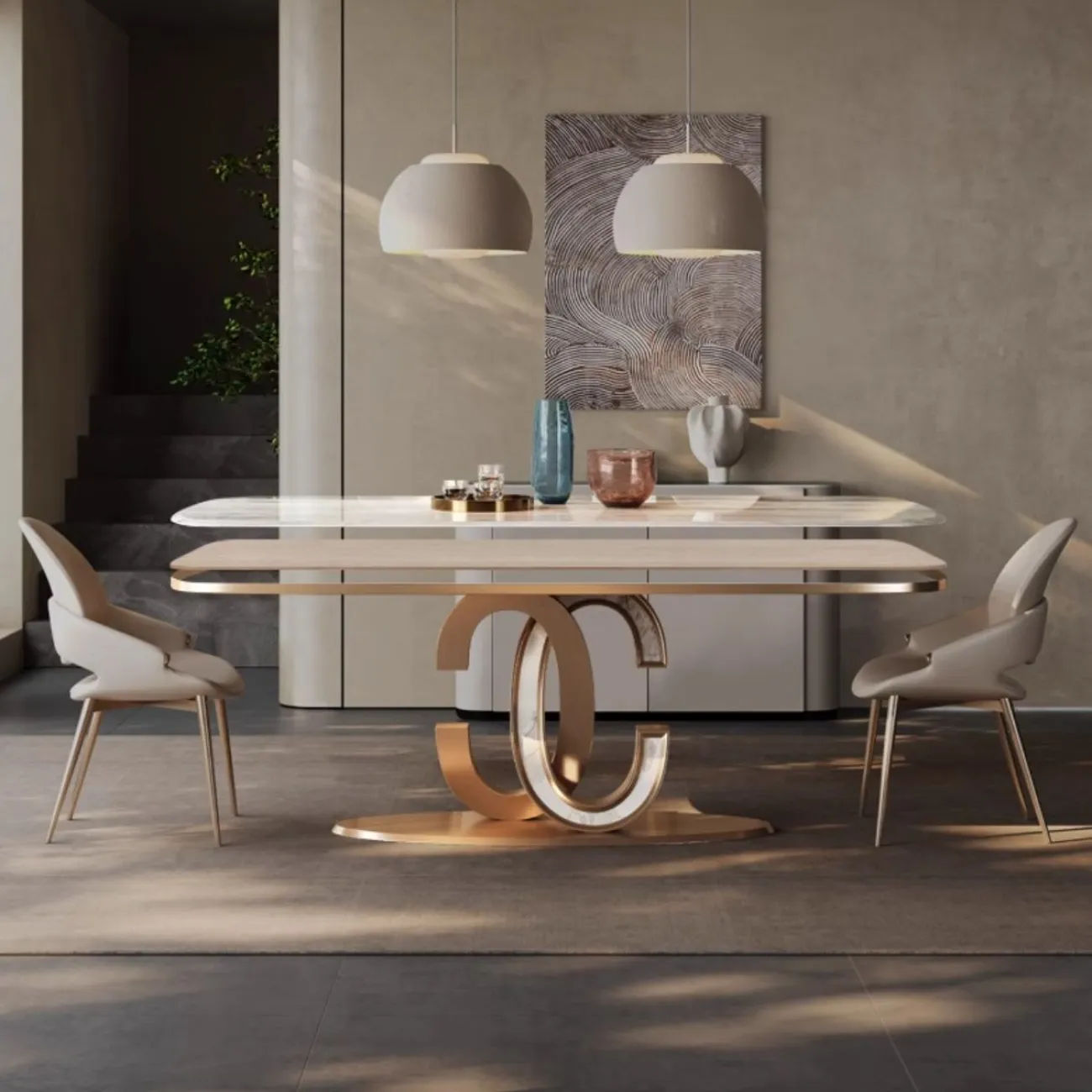 Роскошный обеденный стол из натурального камня BANG 36473-29 Роскошный обеденный стол из натурального камня BANG 36473-29