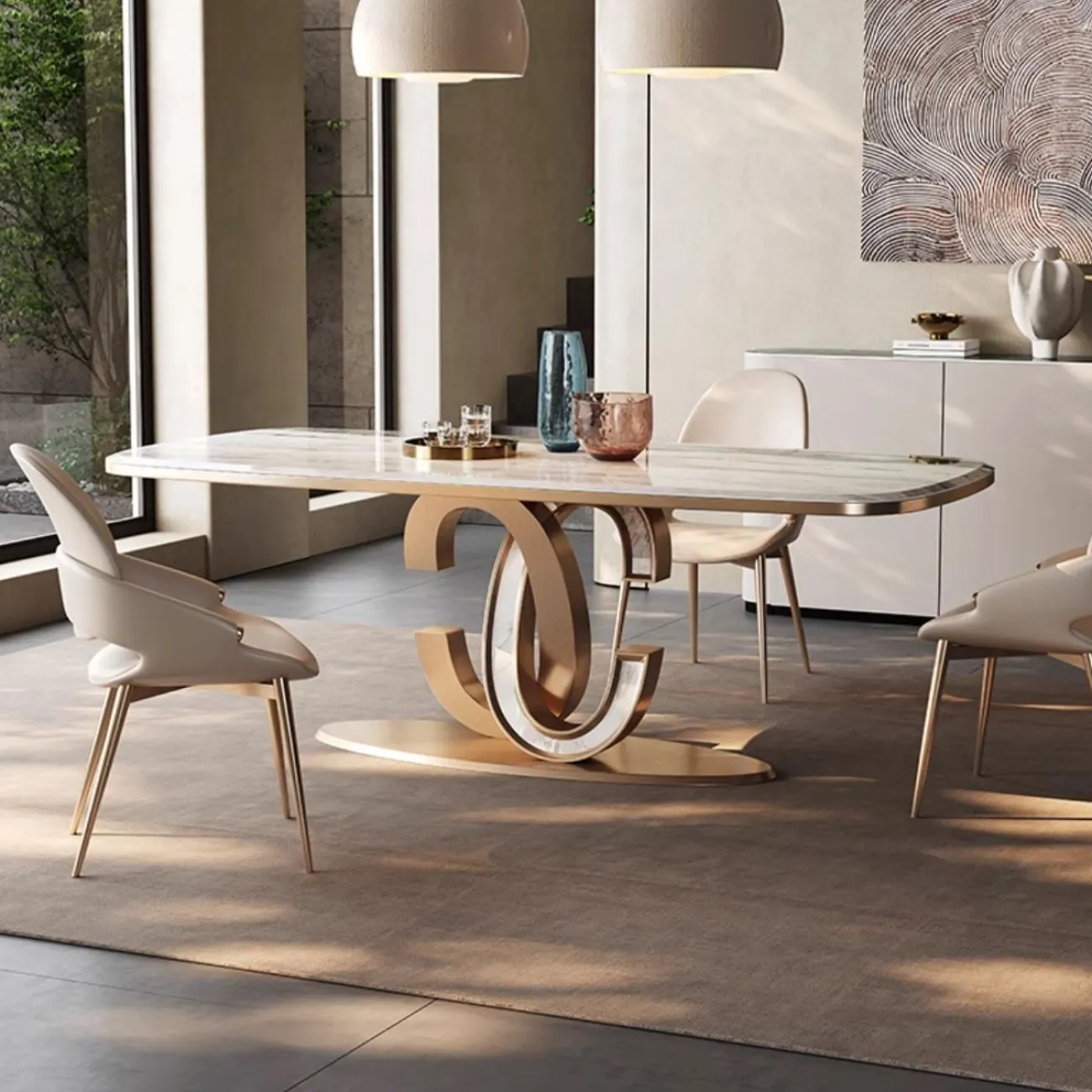 Роскошный обеденный стол из натурального камня BANG 36473-29 Роскошный обеденный стол из натурального камня BANG 36473-29