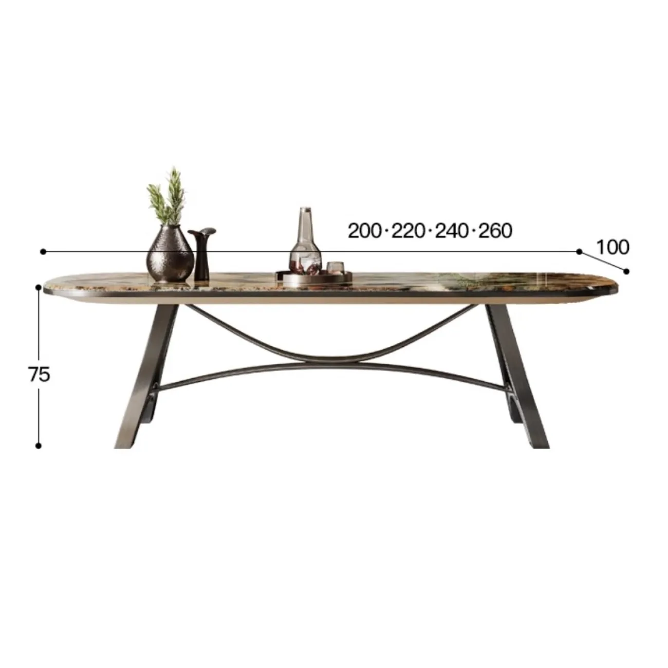 Прямоугольный обеденный стол из мрамора BANG 36480-29 Прямоугольный обеденный стол из мрамора BANG 36480-29