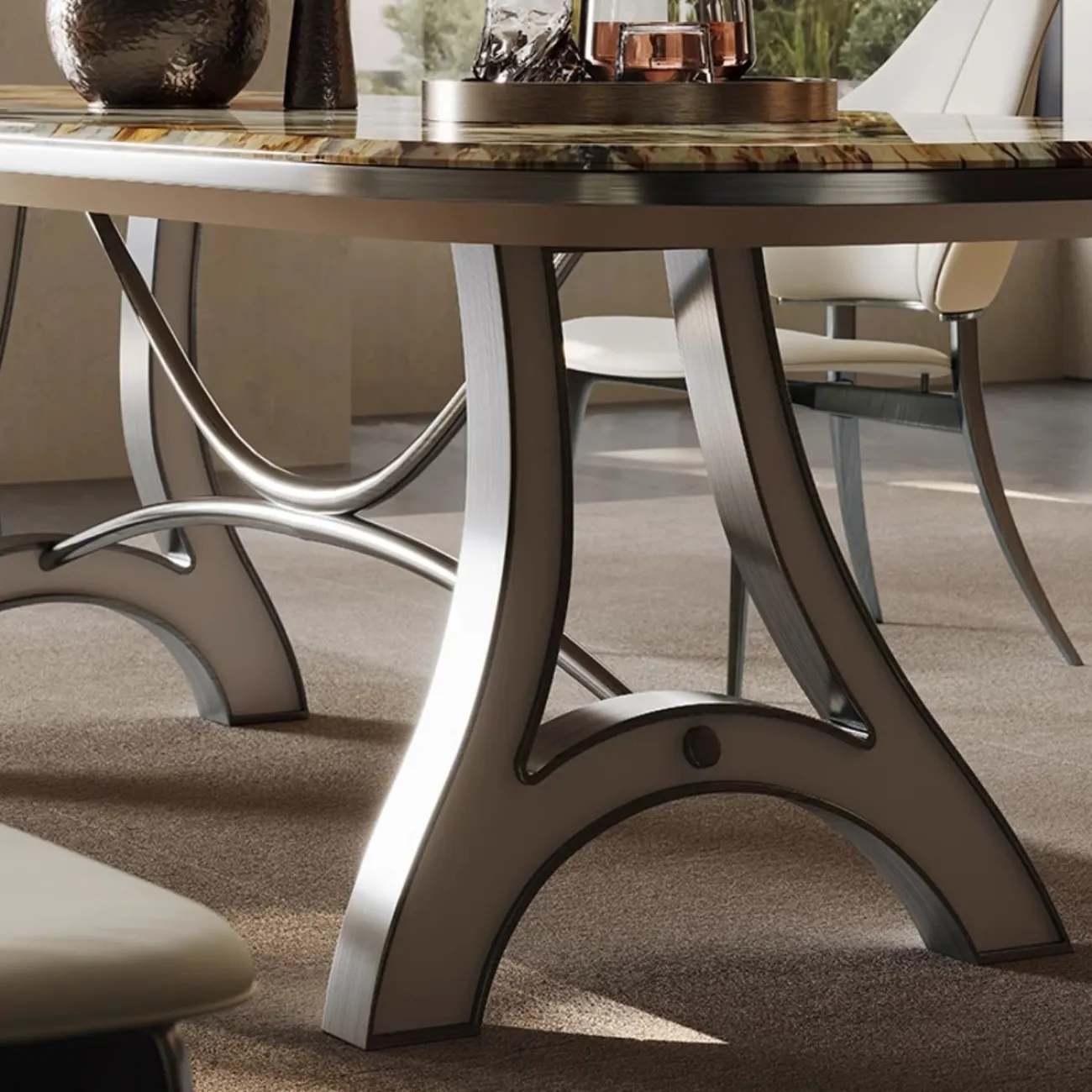 Прямоугольный обеденный стол из мрамора BANG 36480-29 Прямоугольный обеденный стол из мрамора BANG 36480-29