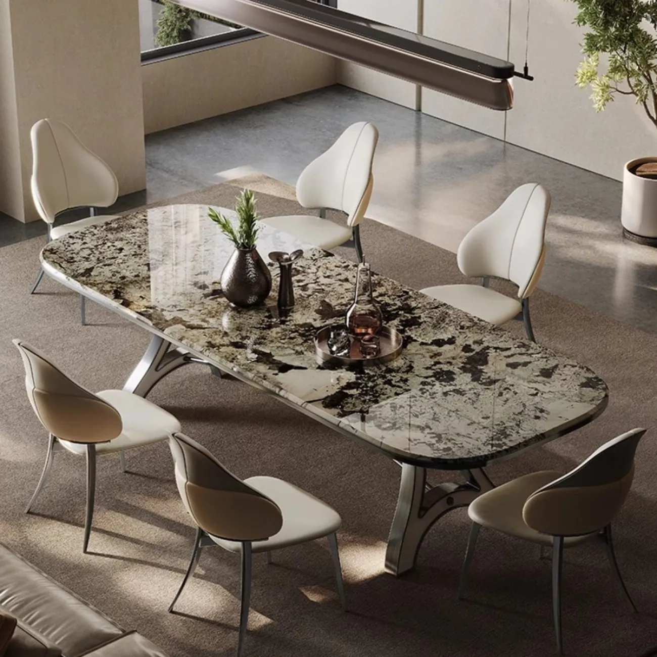 Прямоугольный обеденный стол из мрамора BANG 36480-29 Прямоугольный обеденный стол из мрамора BANG 36480-29