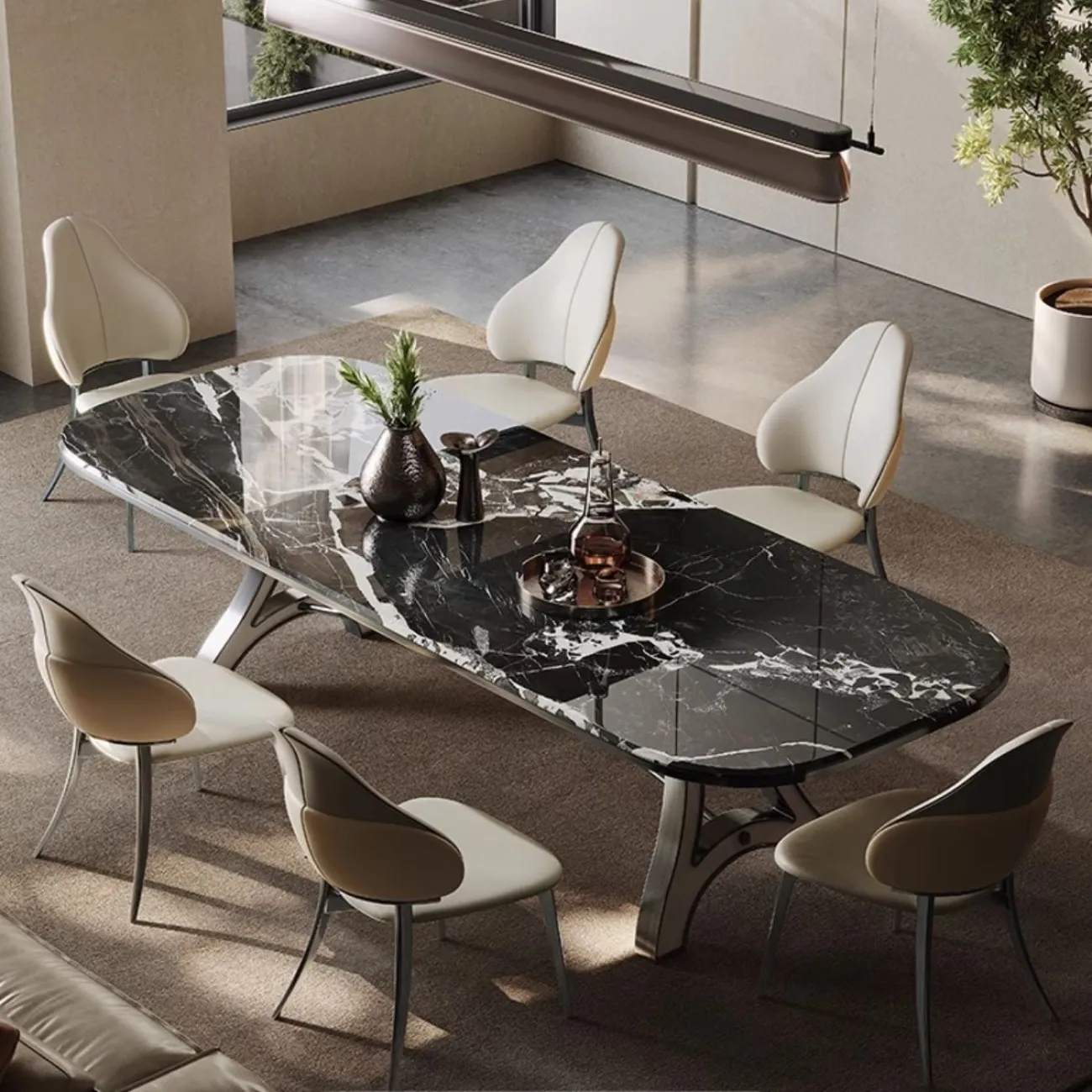 Прямоугольный обеденный стол из мрамора BANG 36480-29 Прямоугольный обеденный стол из мрамора BANG 36480-29