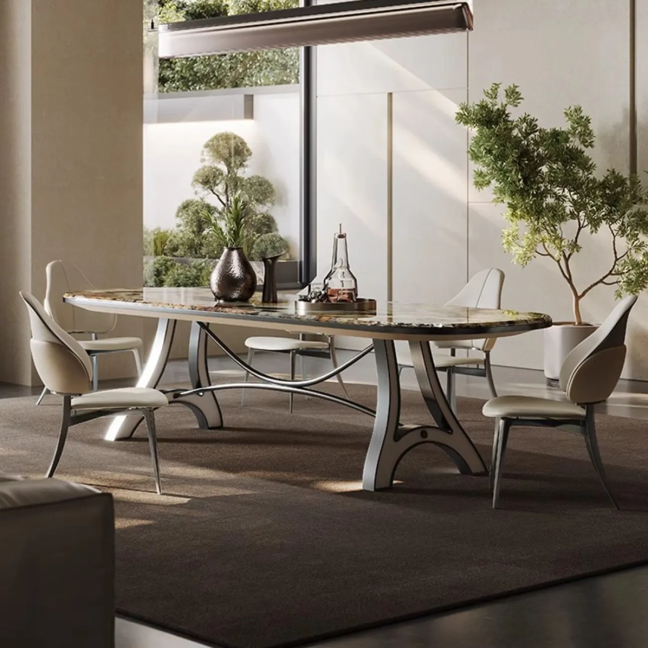 Прямоугольный обеденный стол из мрамора BANG 36480-29 Прямоугольный обеденный стол из мрамора BANG 36480-29