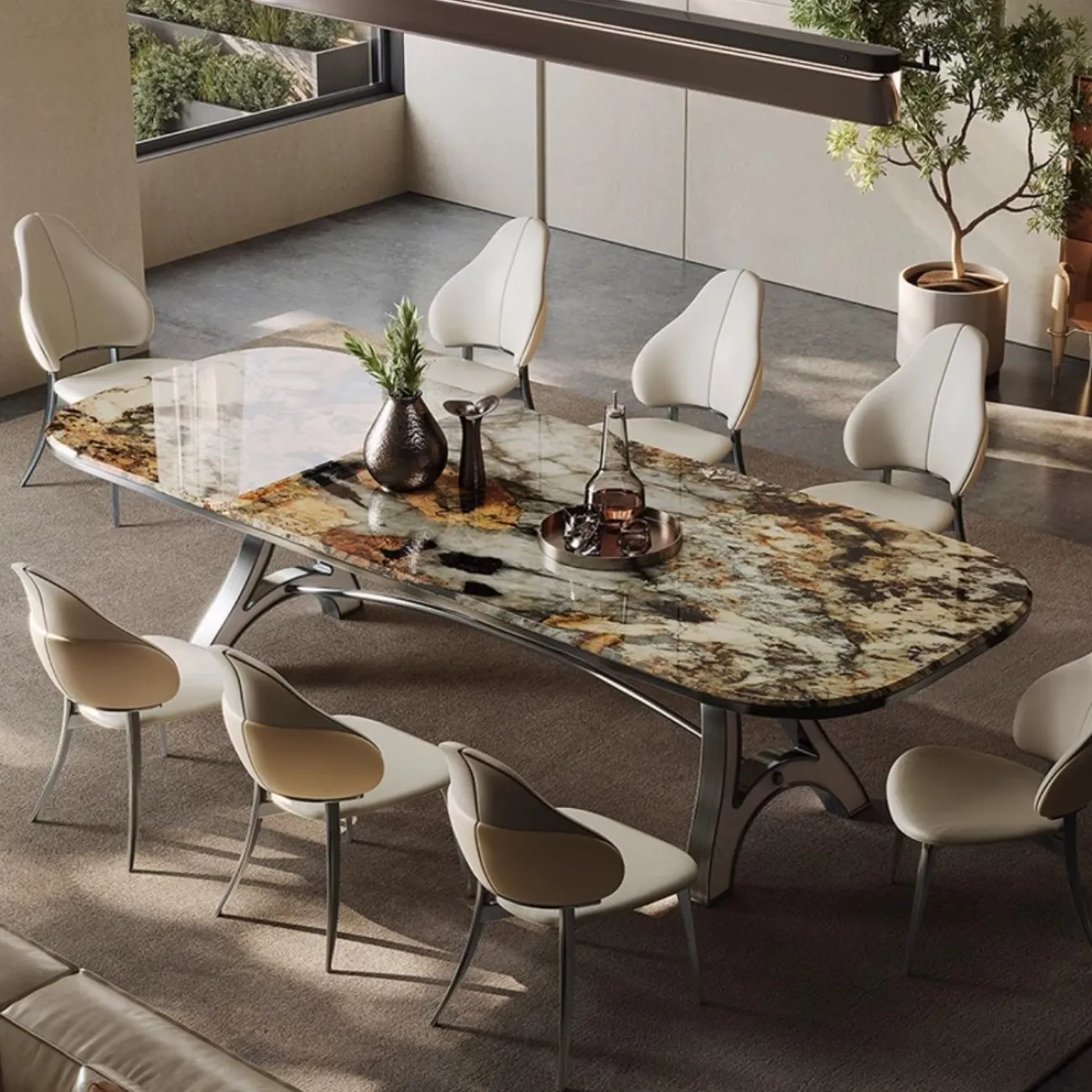 Прямоугольный обеденный стол из мрамора BANG 36480-29 Прямоугольный обеденный стол из мрамора BANG 36480-29