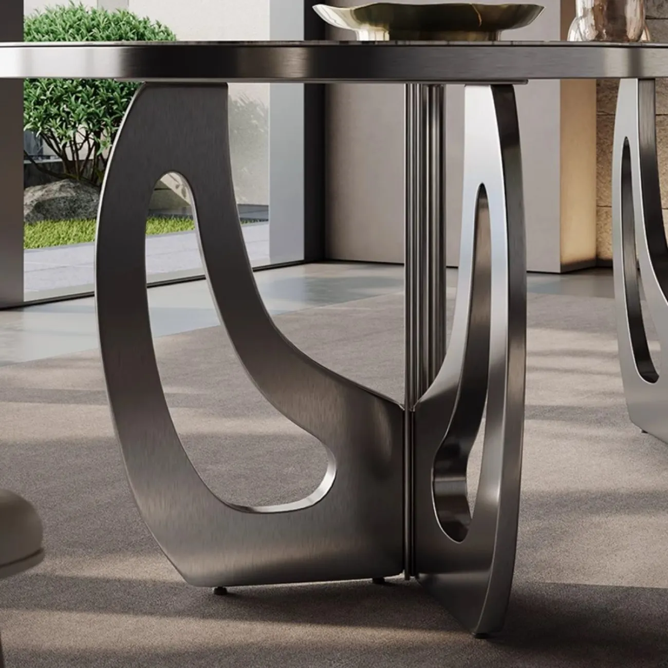 Обеденный стол из светлой роскошной каменной плиты в итальянском стиле BANG 36484-29