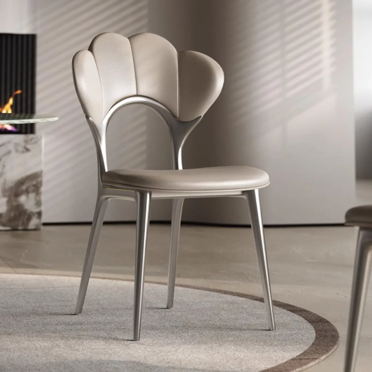 Обеденный стол из светлой роскошной каменной плиты в итальянском стиле BANG 36484-29