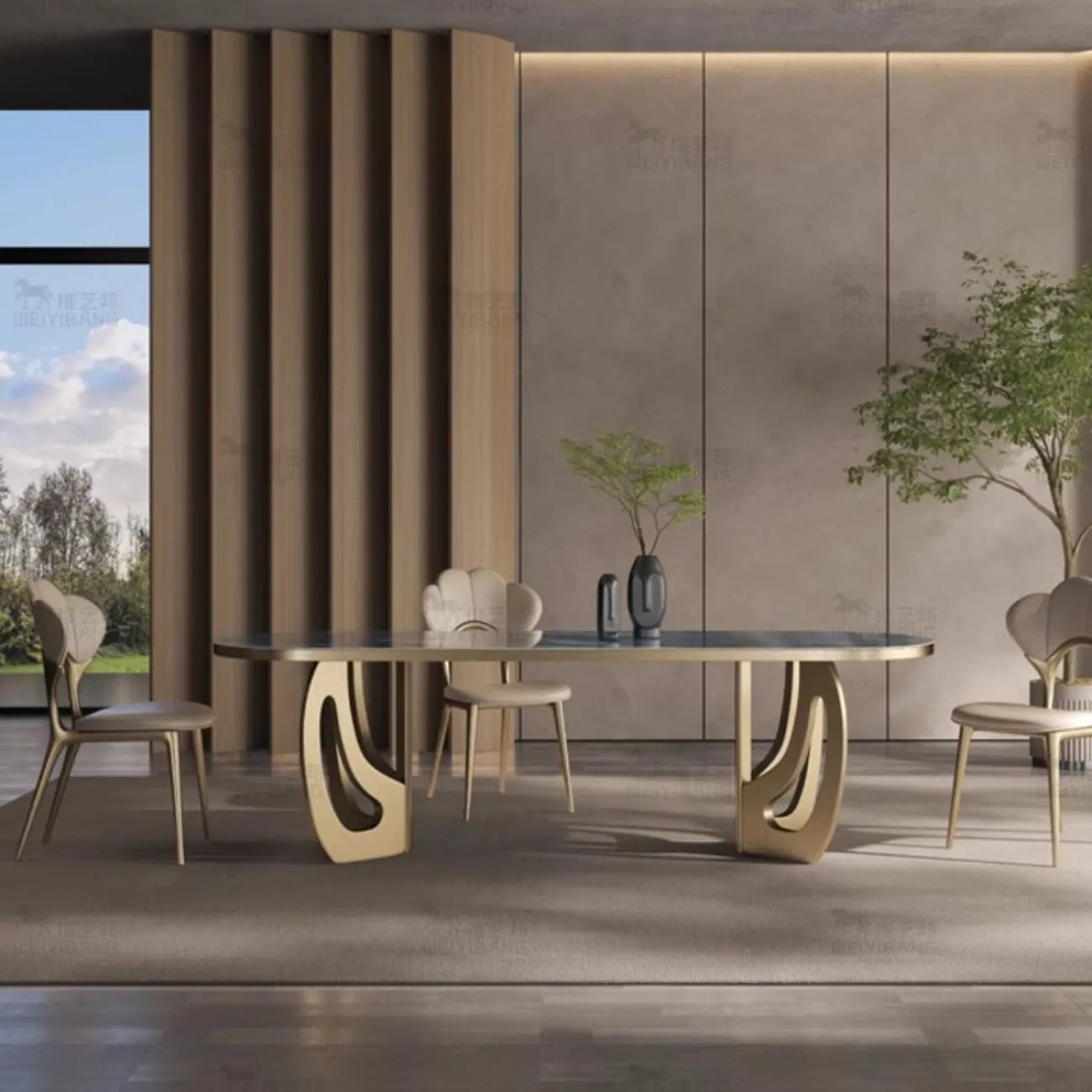 Овальный обеденный стол из роскошного камня BANG 36485-29