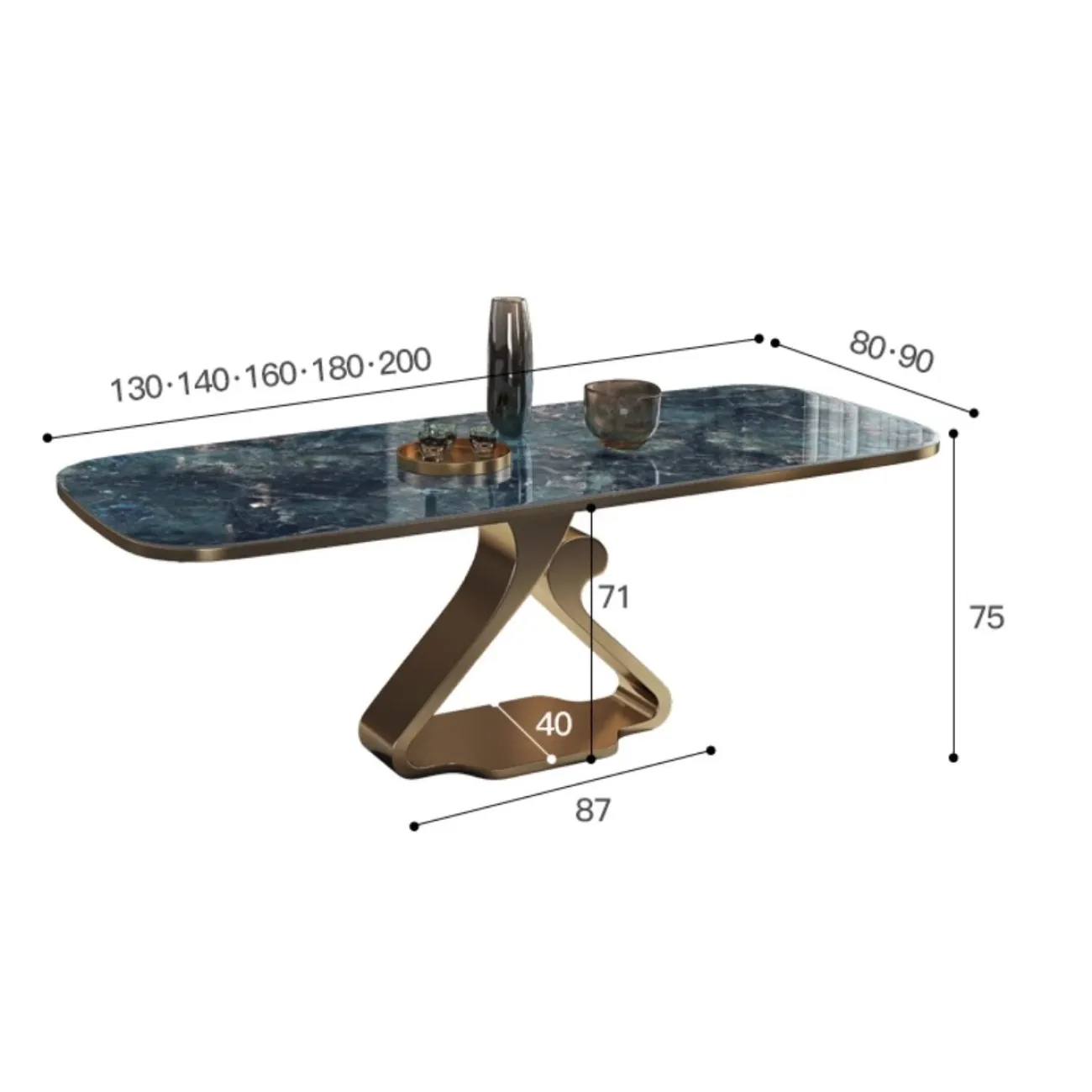 Обеденный стол из высококачественной каменной плиты с мраморным рисунком BANG 36486-29