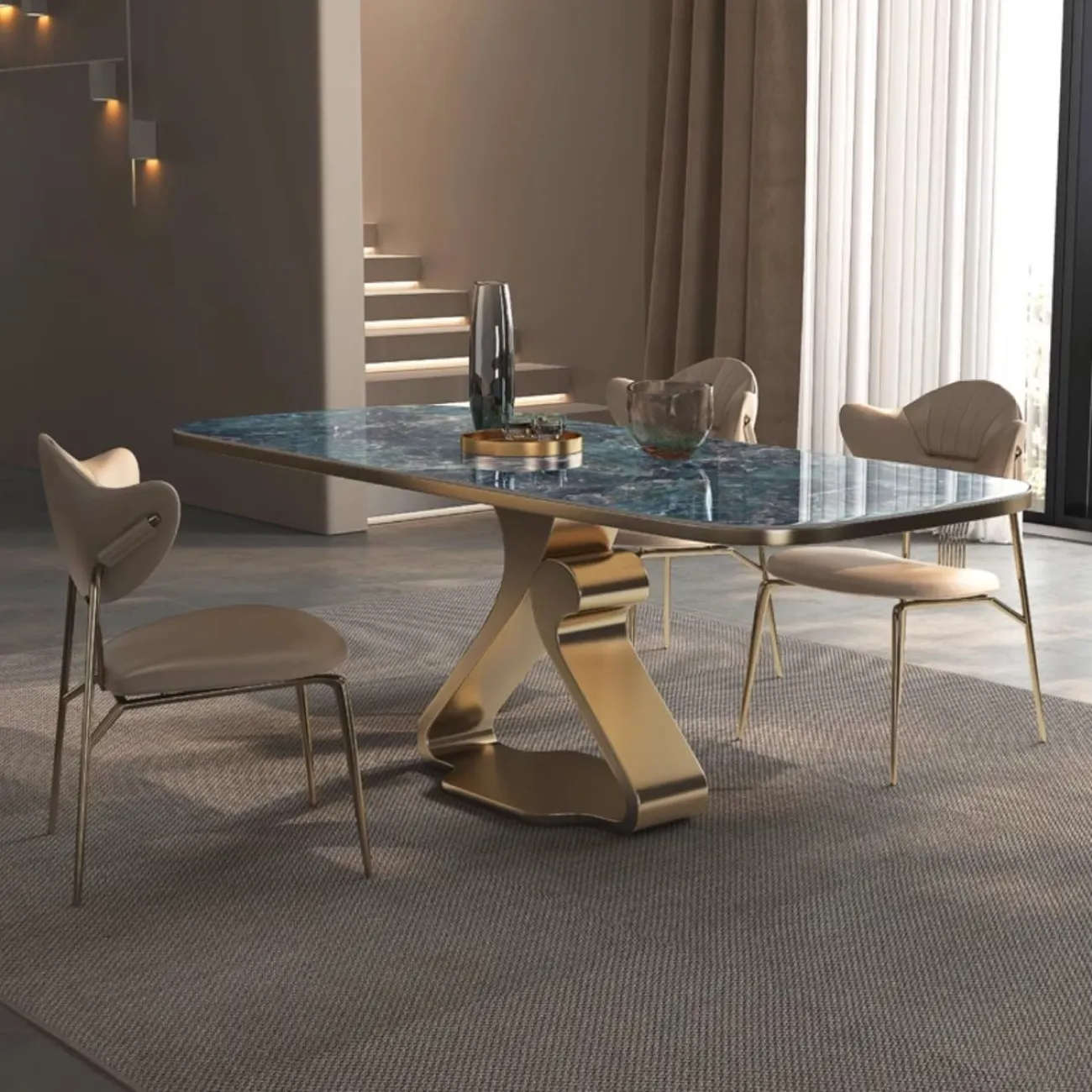 Обеденный стол из высококачественной каменной плиты с мраморным рисунком BANG 36486-29