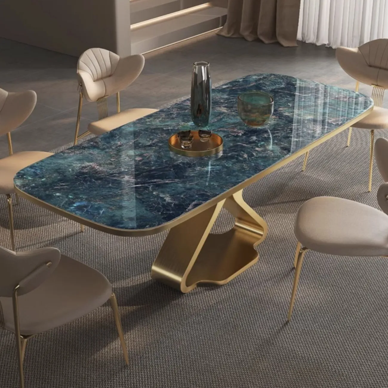 Обеденный стол из высококачественной каменной плиты с мраморным рисунком BANG 36486-29