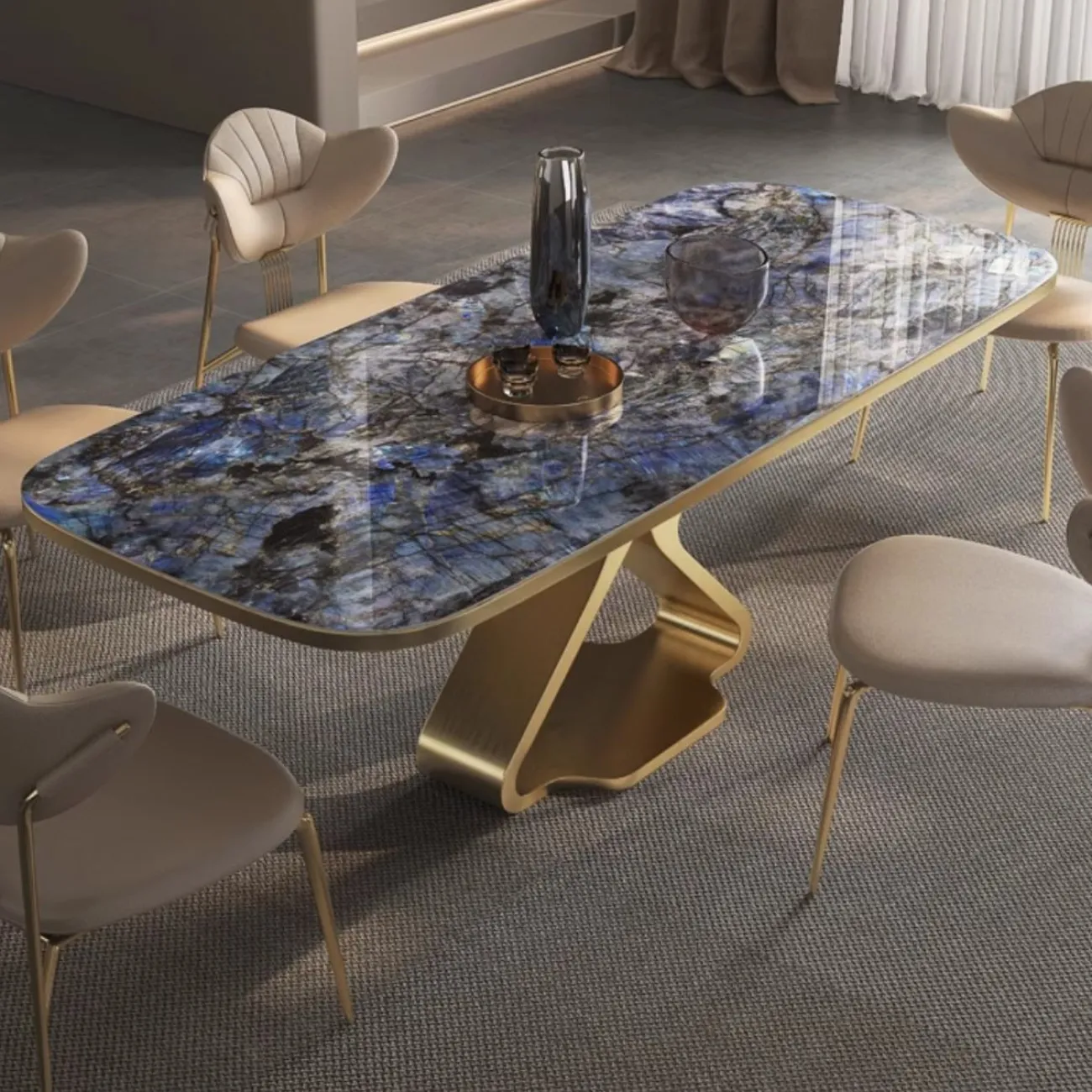 Обеденный стол из высококачественной каменной плиты с мраморным рисунком BANG 36486-29