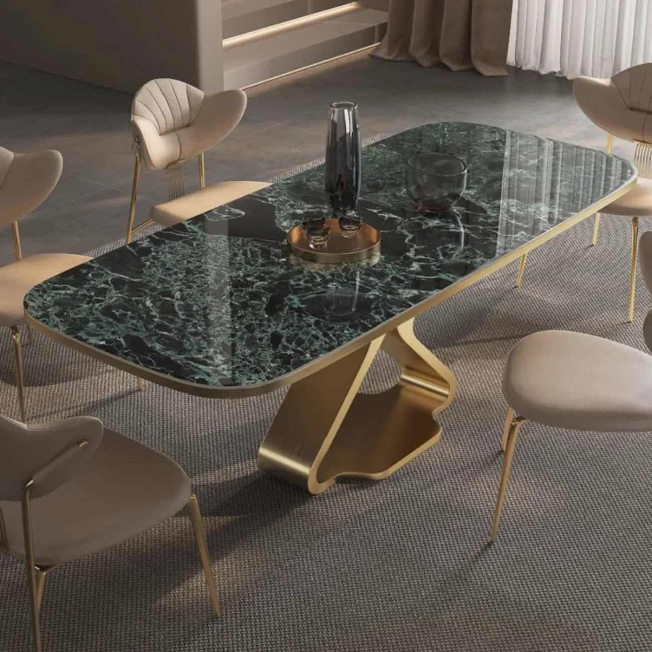 Обеденный стол из высококачественной каменной плиты с мраморным рисунком BANG 36486-29