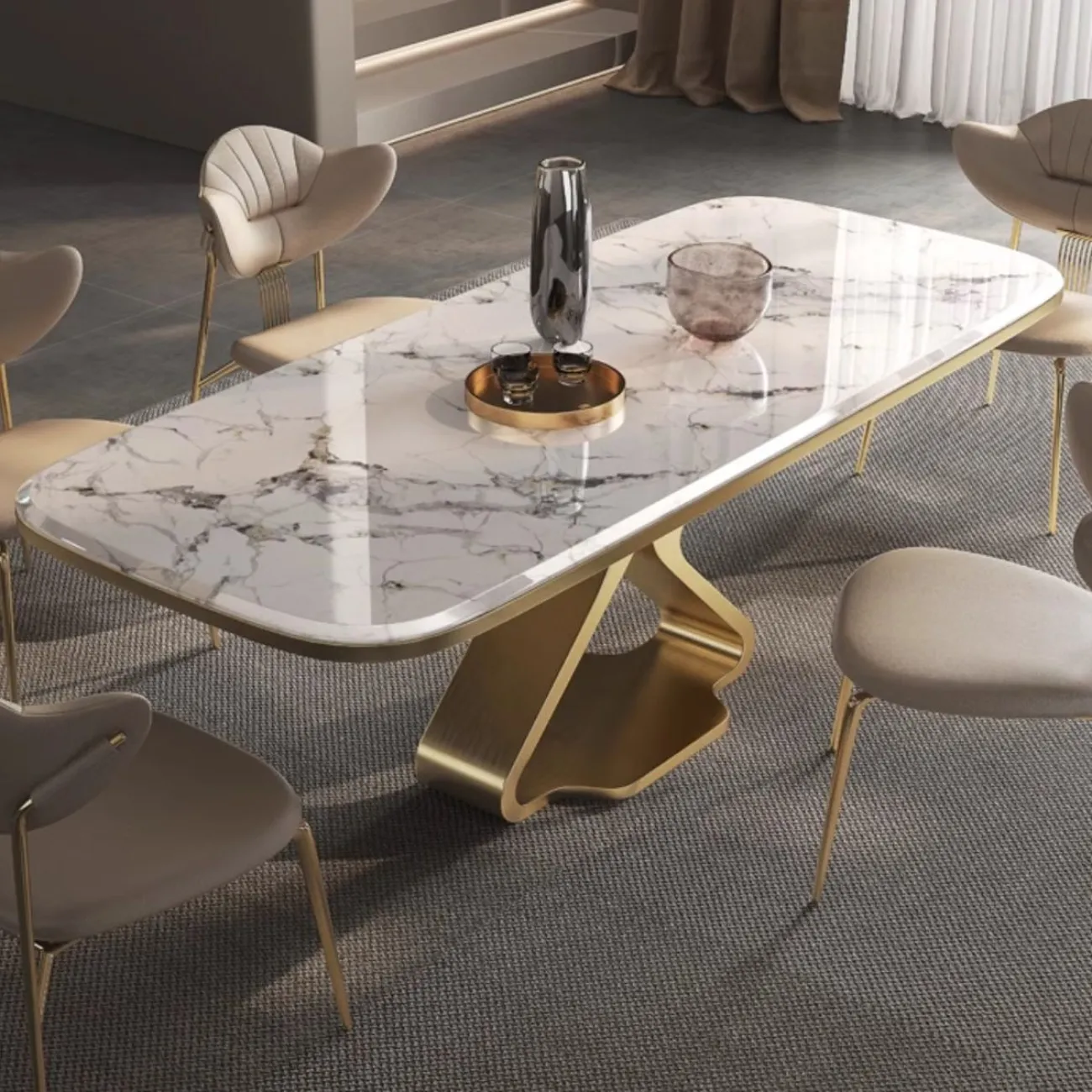 Обеденный стол из высококачественной каменной плиты с мраморным рисунком BANG 36486-29