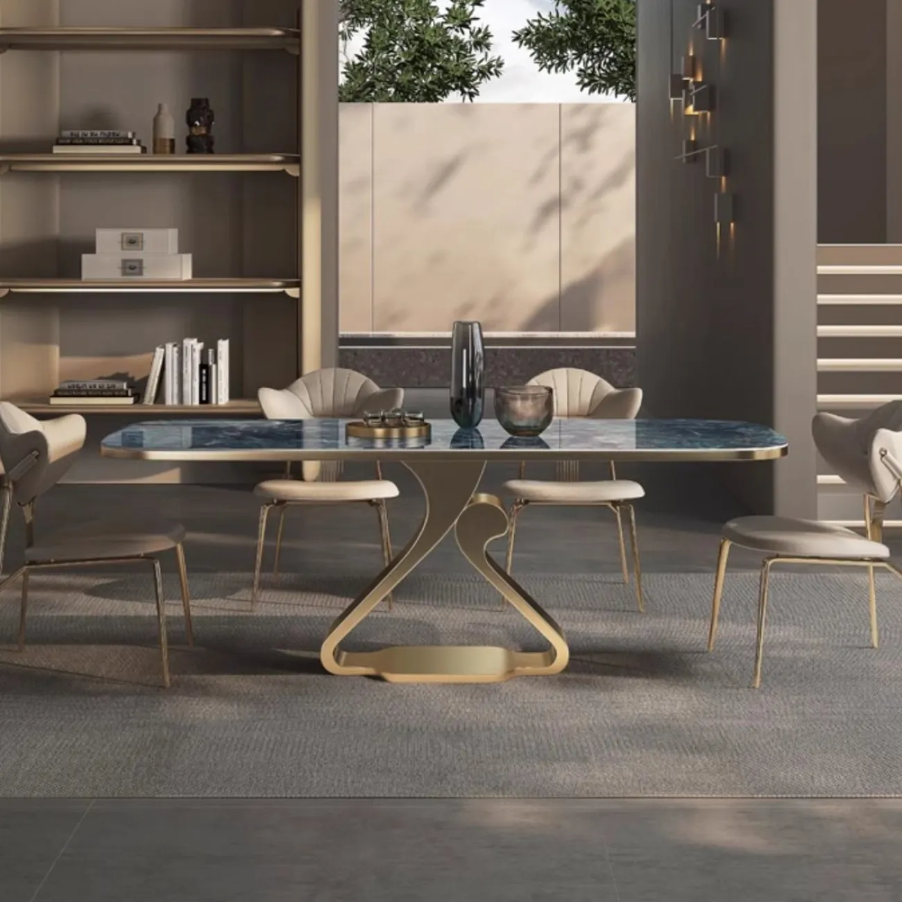 Обеденный стол из высококачественной каменной плиты с мраморным рисунком BANG 36486-29