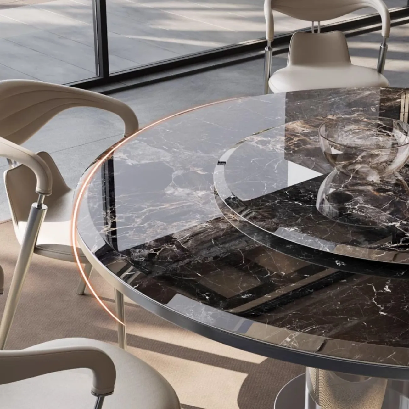 Роскошный круглый обеденный стол из натурального камня BANG 36488-29