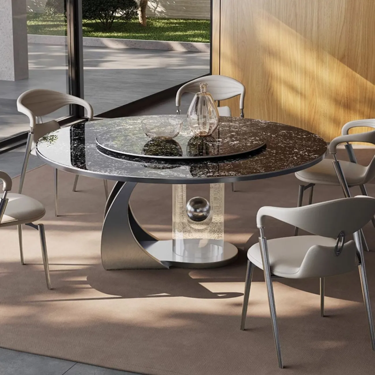 Роскошный круглый обеденный стол из натурального камня BANG 36488-29