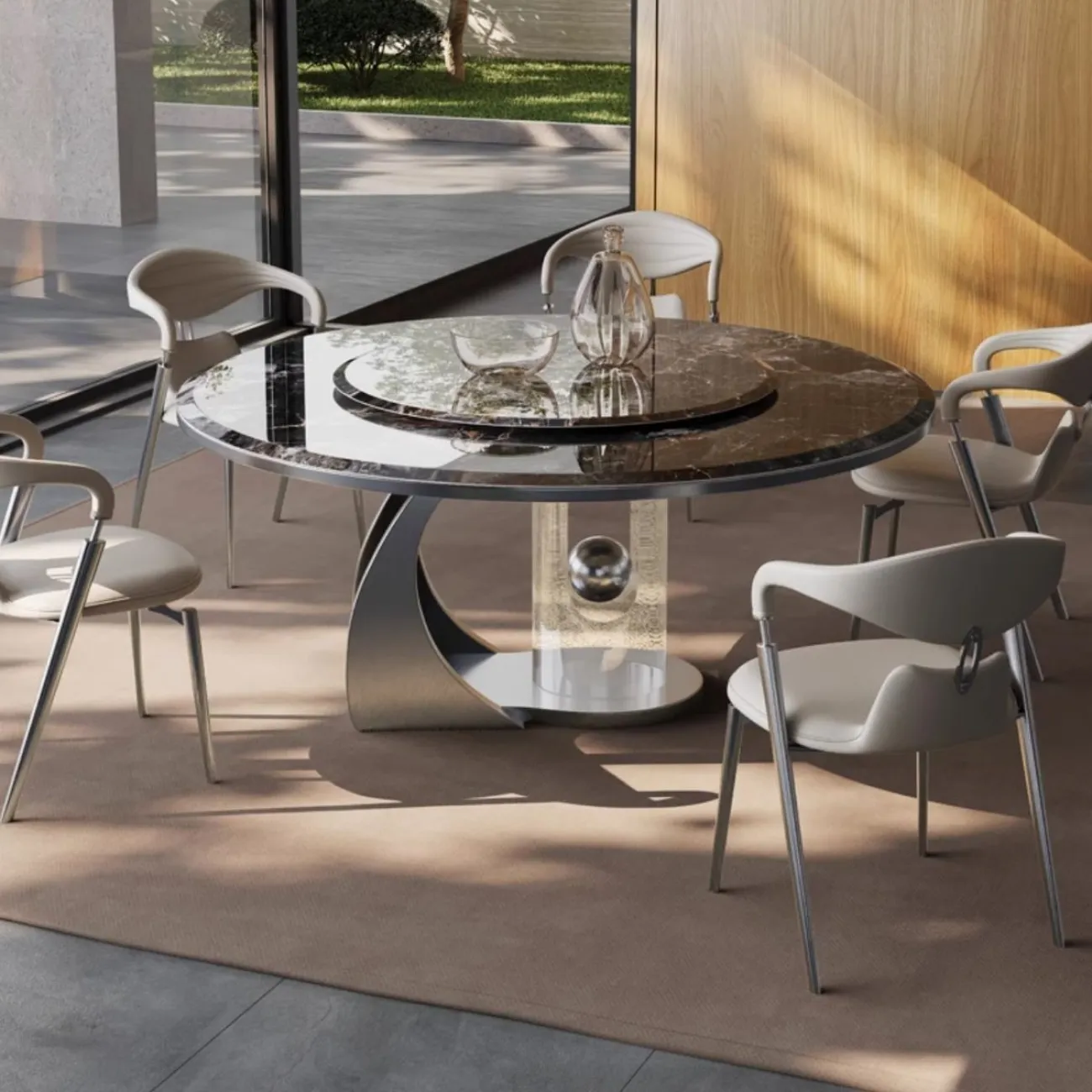 Роскошный круглый обеденный стол из натурального камня BANG 36488-29