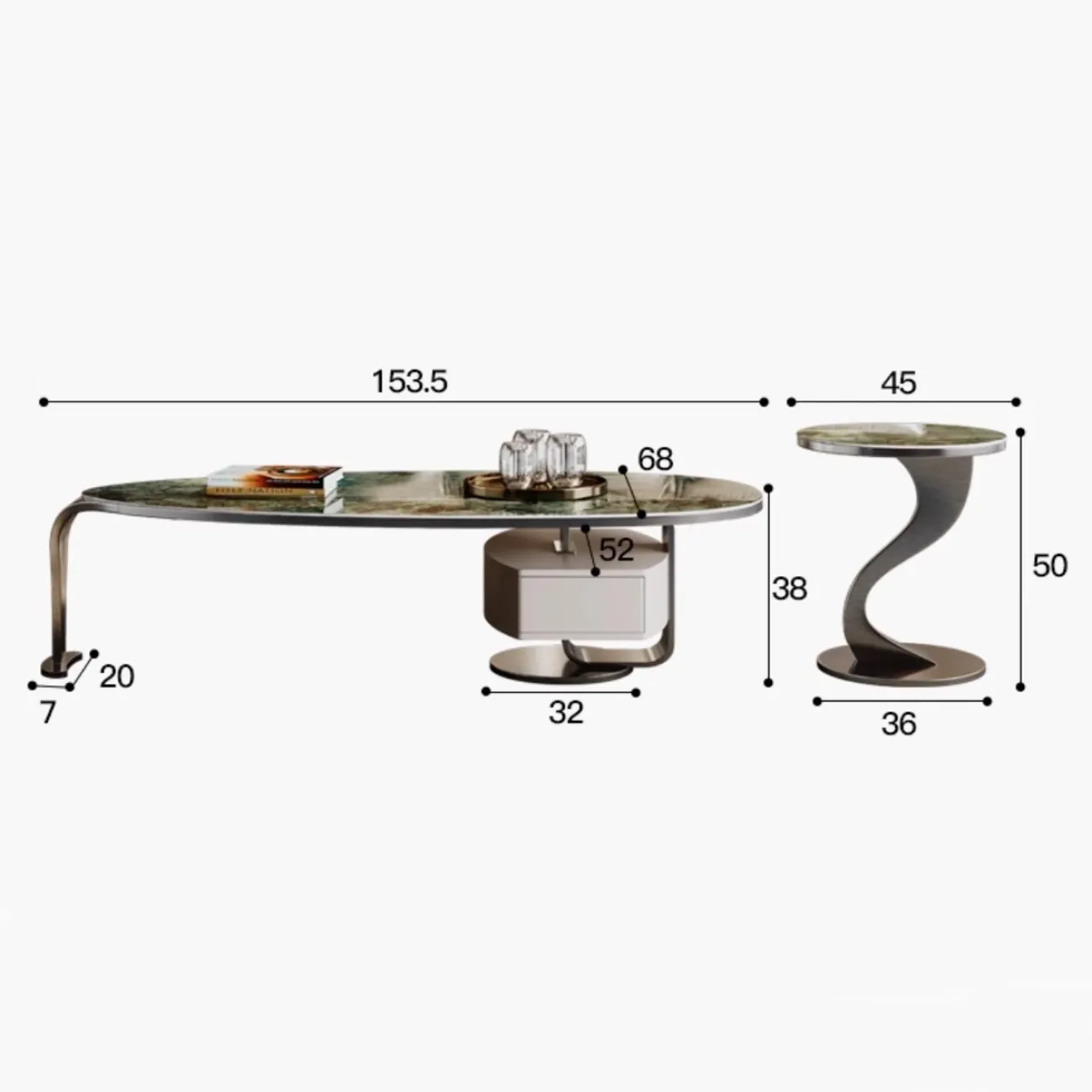 Роскошный журнальный столик из каменной плиты  BANG 36493-29