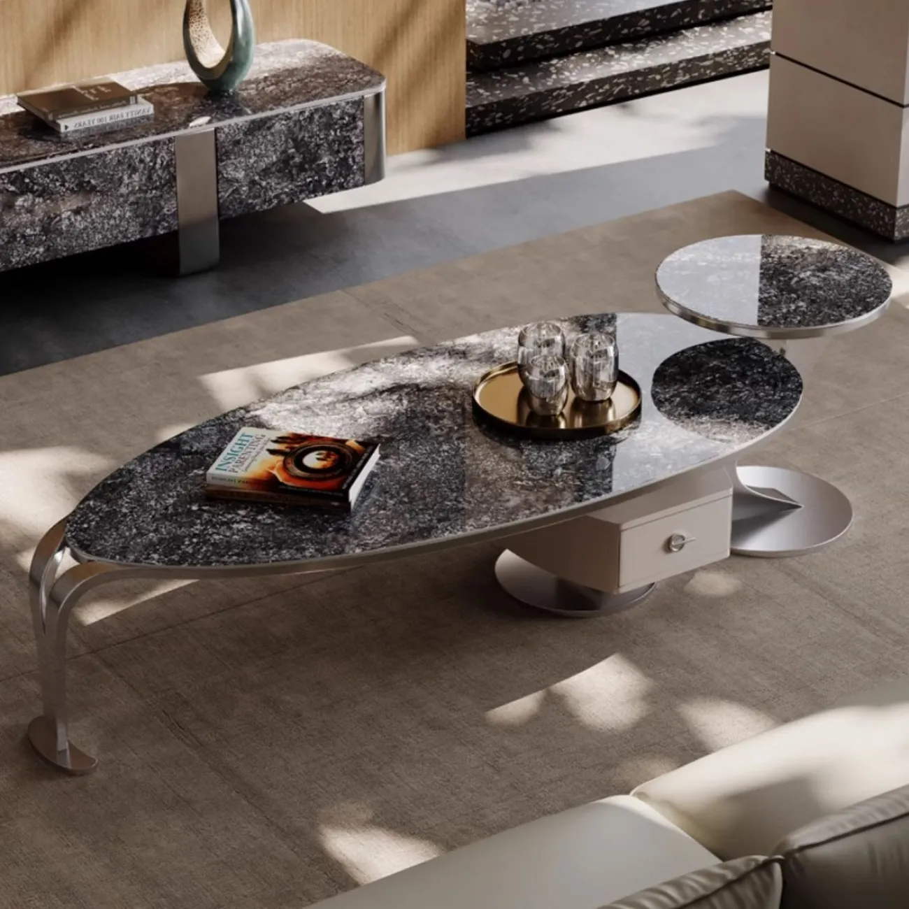 Роскошный журнальный столик из каменной плиты  BANG 36493-29
