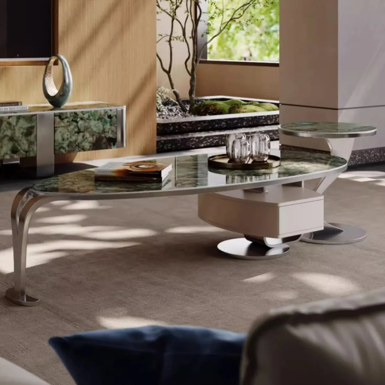 Роскошный журнальный столик из каменной плиты  BANG 36493-29