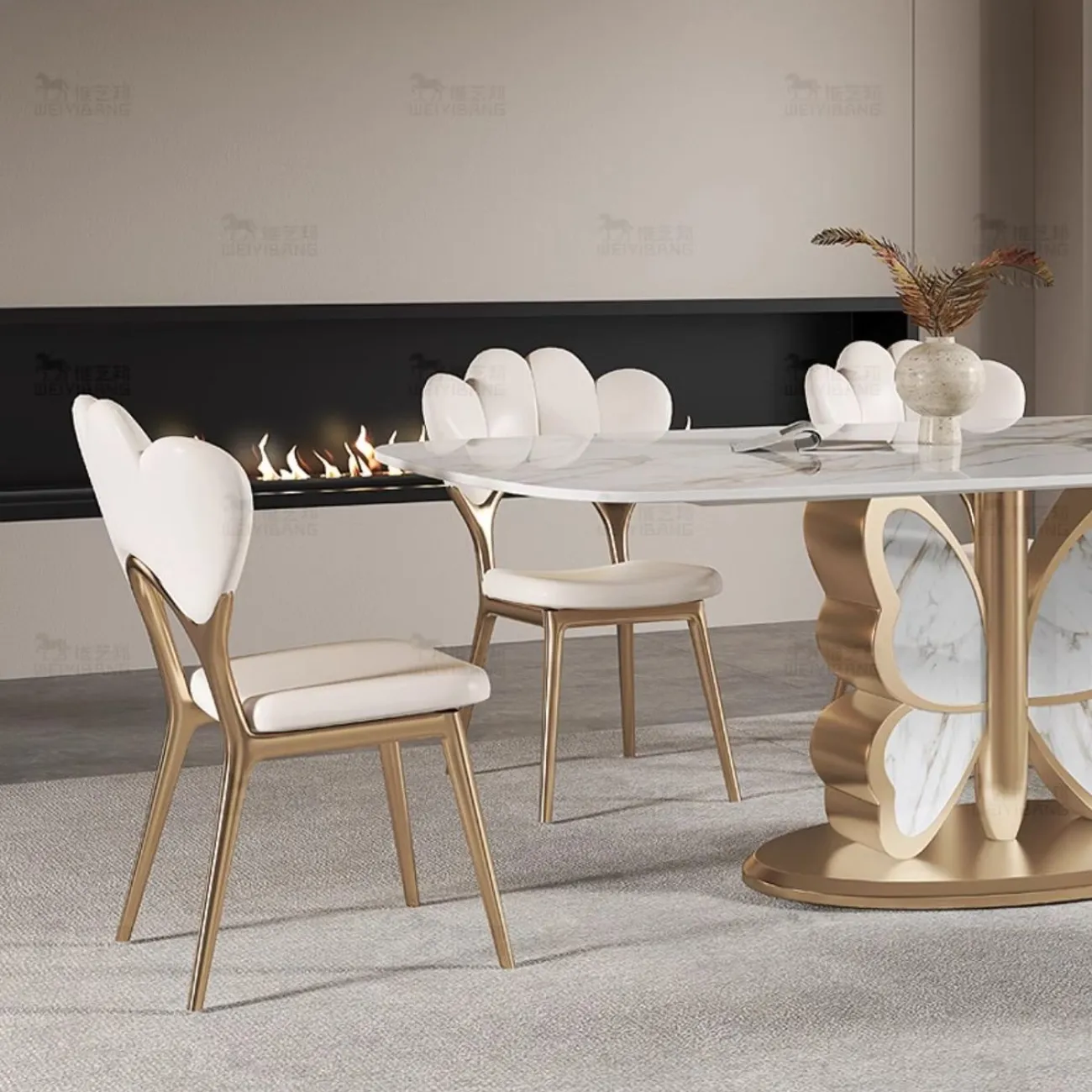 роскошный обеденный стол из натурального камня в стиле бабочки BANG 36494-29