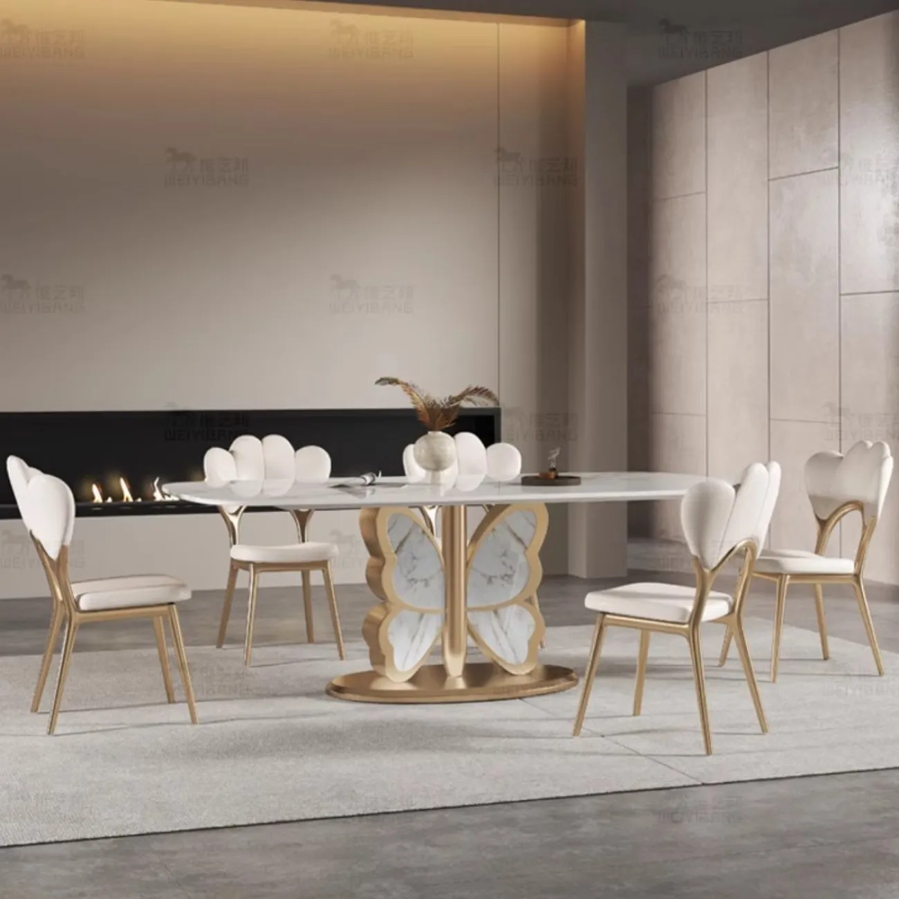 роскошный обеденный стол из натурального камня в стиле бабочки BANG 36494-29