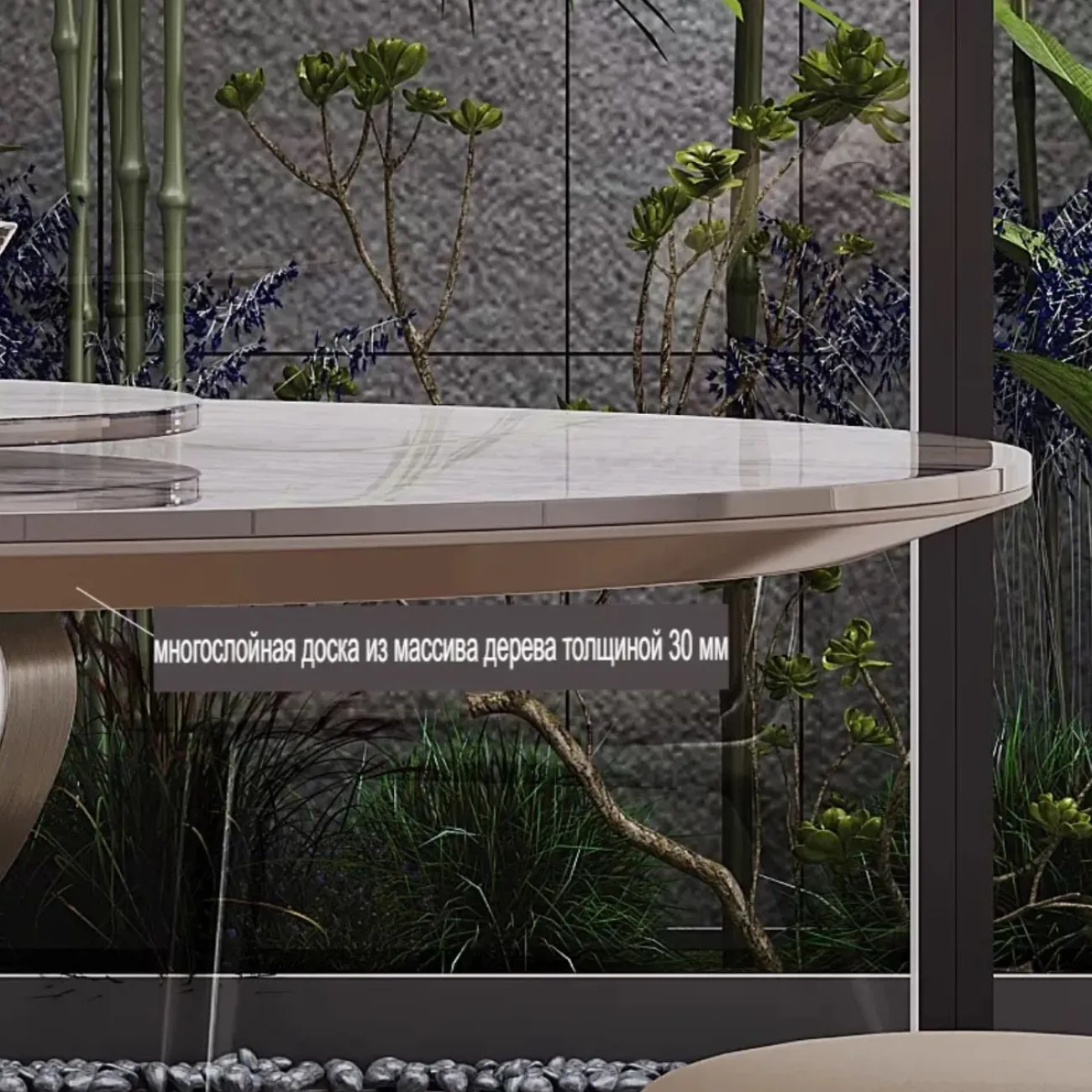 Круглый обеденный стол из роскошной каменной плиты в итальянском стиле с поворотным столом BANG 36495-29