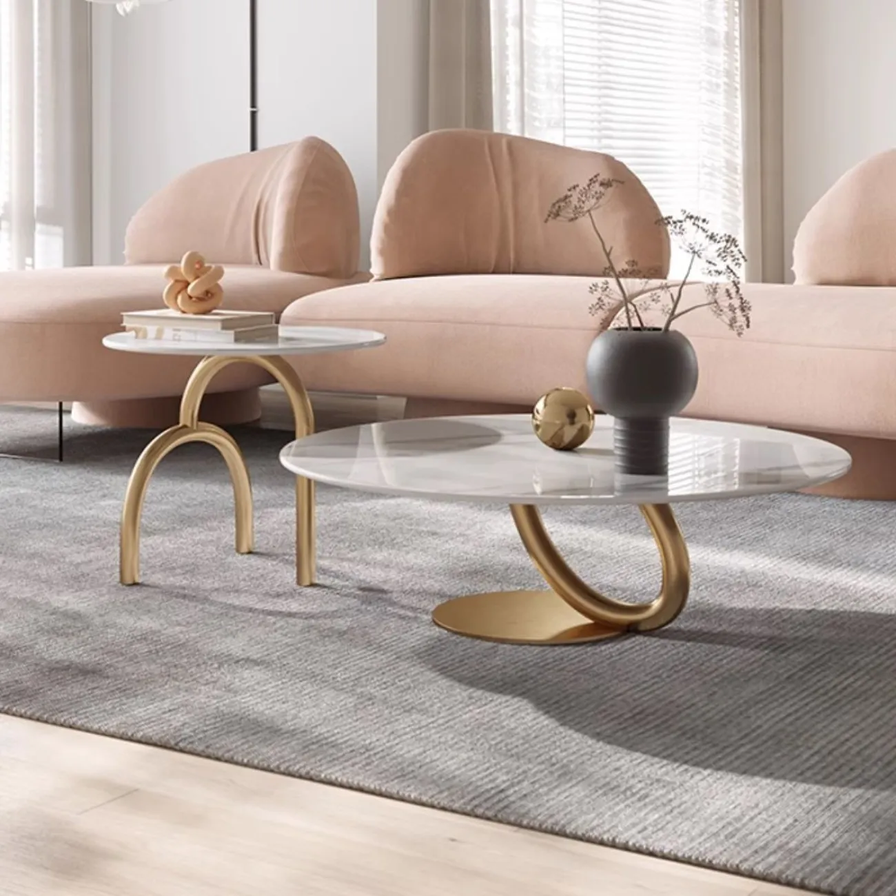 Лёгкий роскошный журнальный столик из каменной плиты BANG 36499-29