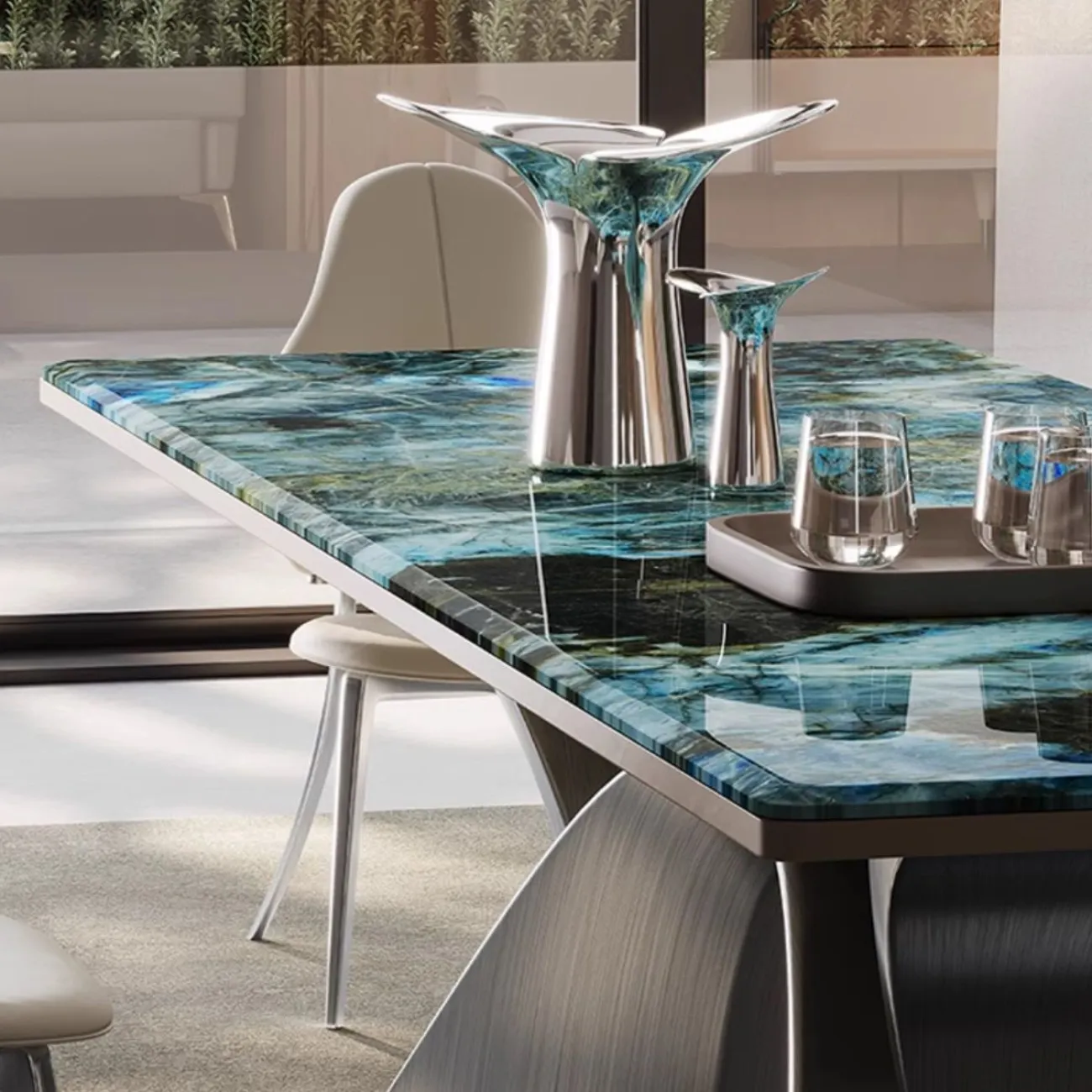 Обеденный стол из чистого натурального роскошного камня BANG 36507-29