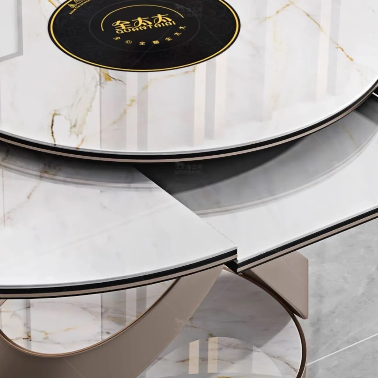 Обеденный стол из овальной каменной плиты с индукционной плитой BANG 36508-29