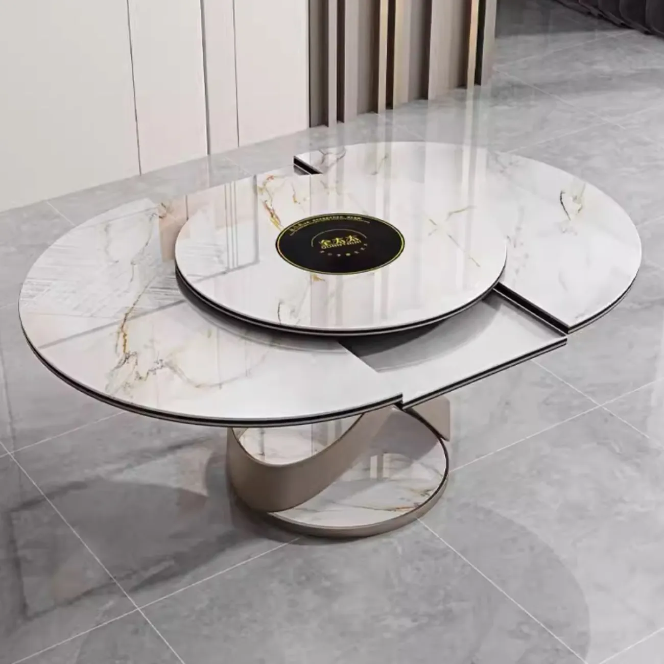 Обеденный стол из овальной каменной плиты с индукционной плитой BANG 36508-29