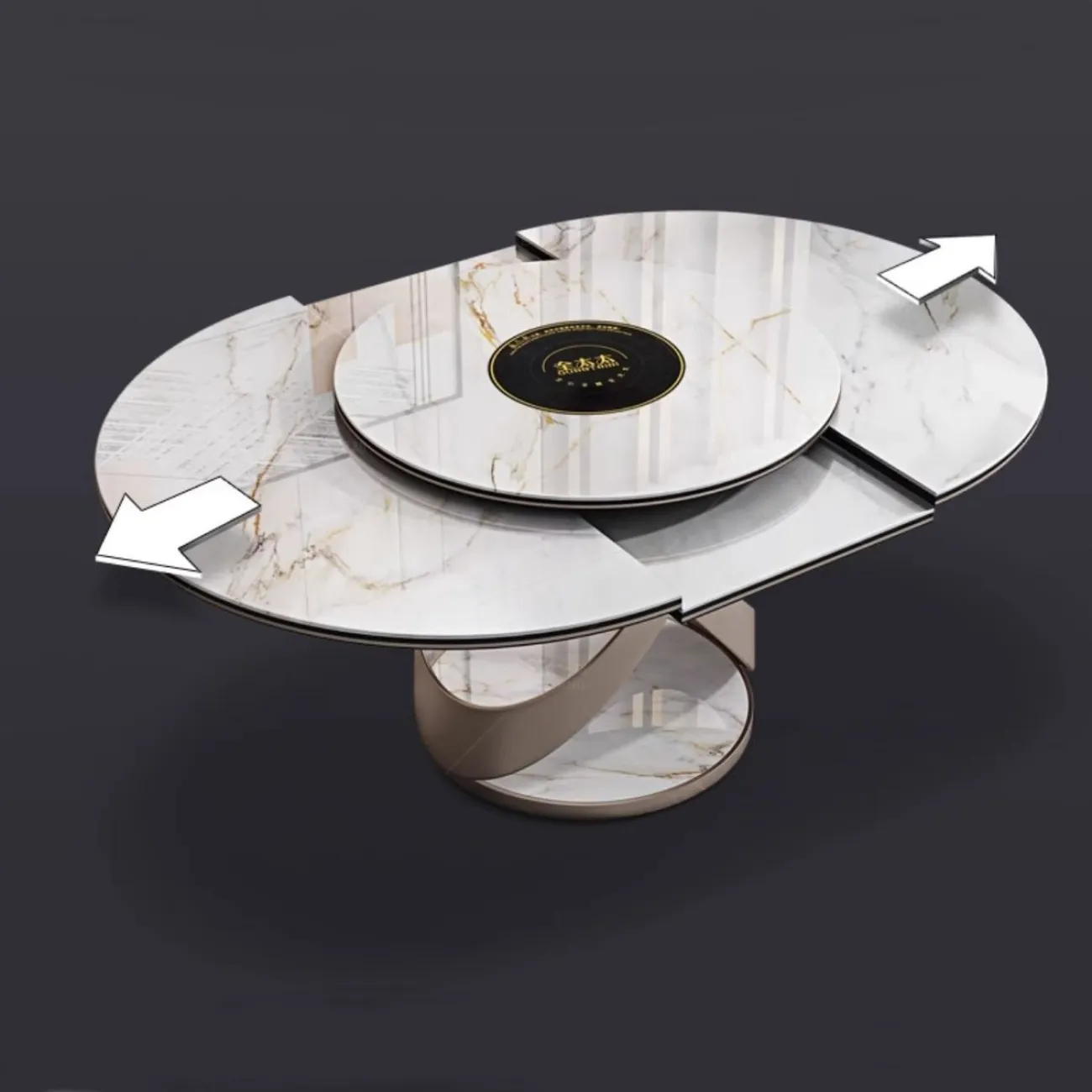 Обеденный стол из овальной каменной плиты с индукционной плитой BANG 36508-29