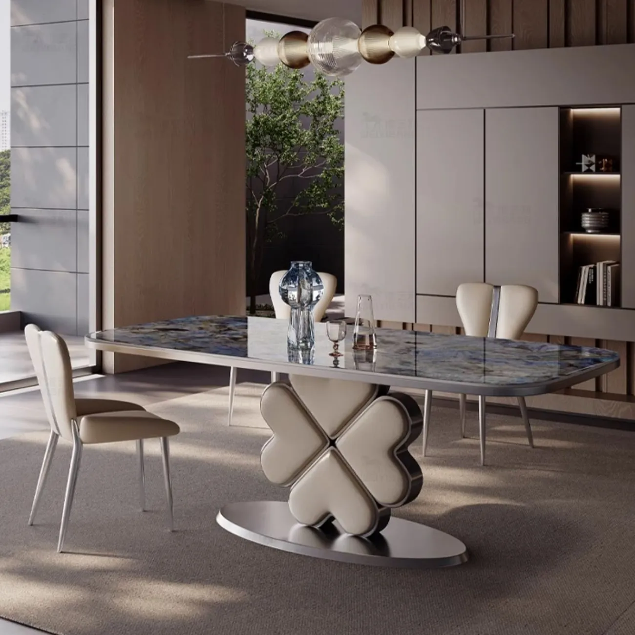  Роскошный обеденный стол из натурального камня прямоугольной формы BANG 36509-29