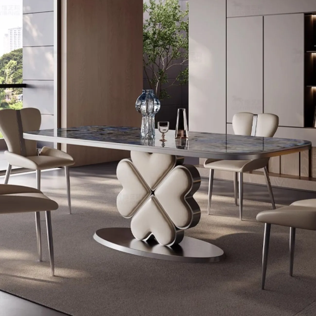  Роскошный обеденный стол из натурального камня прямоугольной формы BANG 36509-29